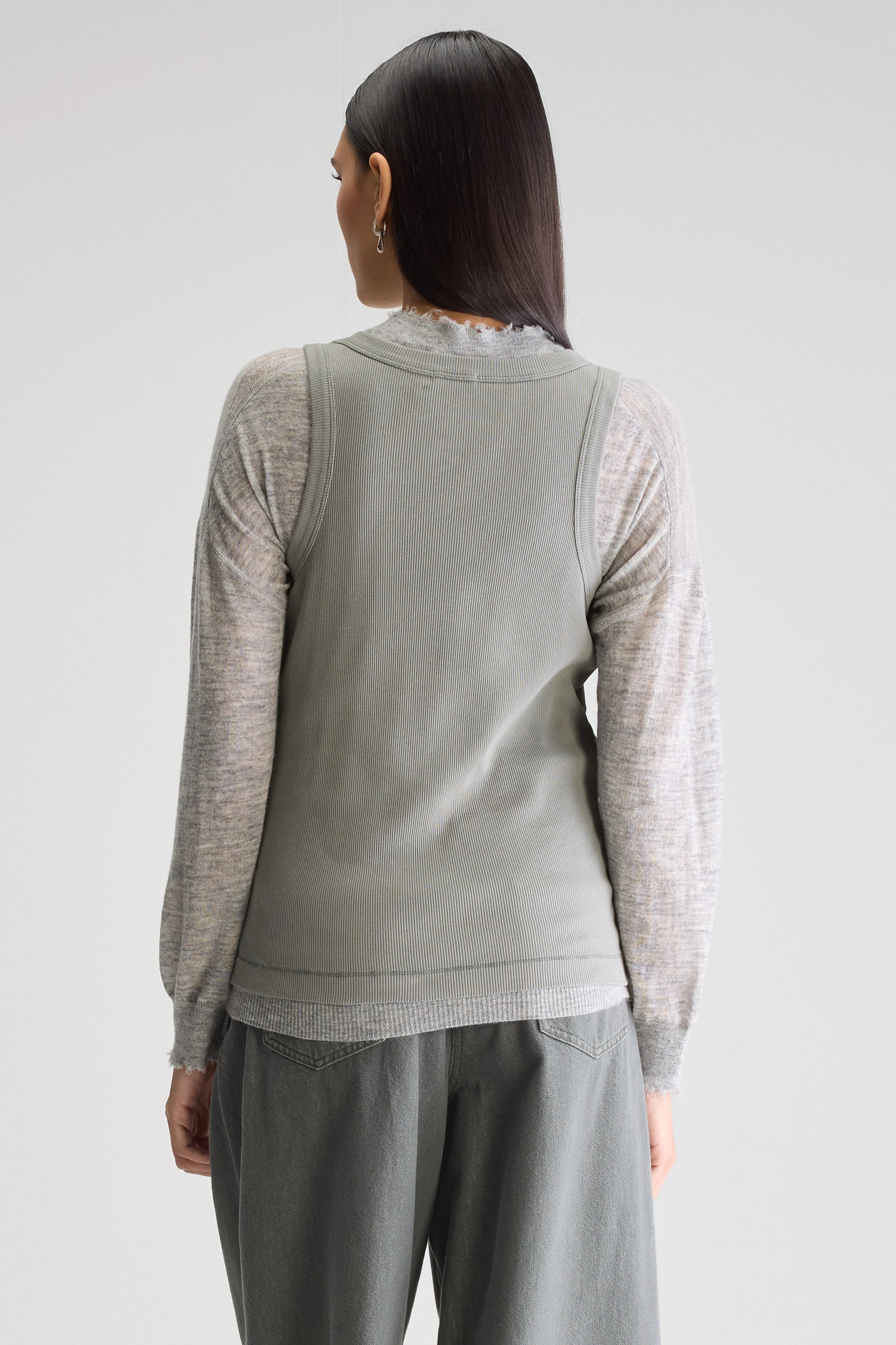 Valdi Slim Tank Top - Dusty olive For Women | Bellerose