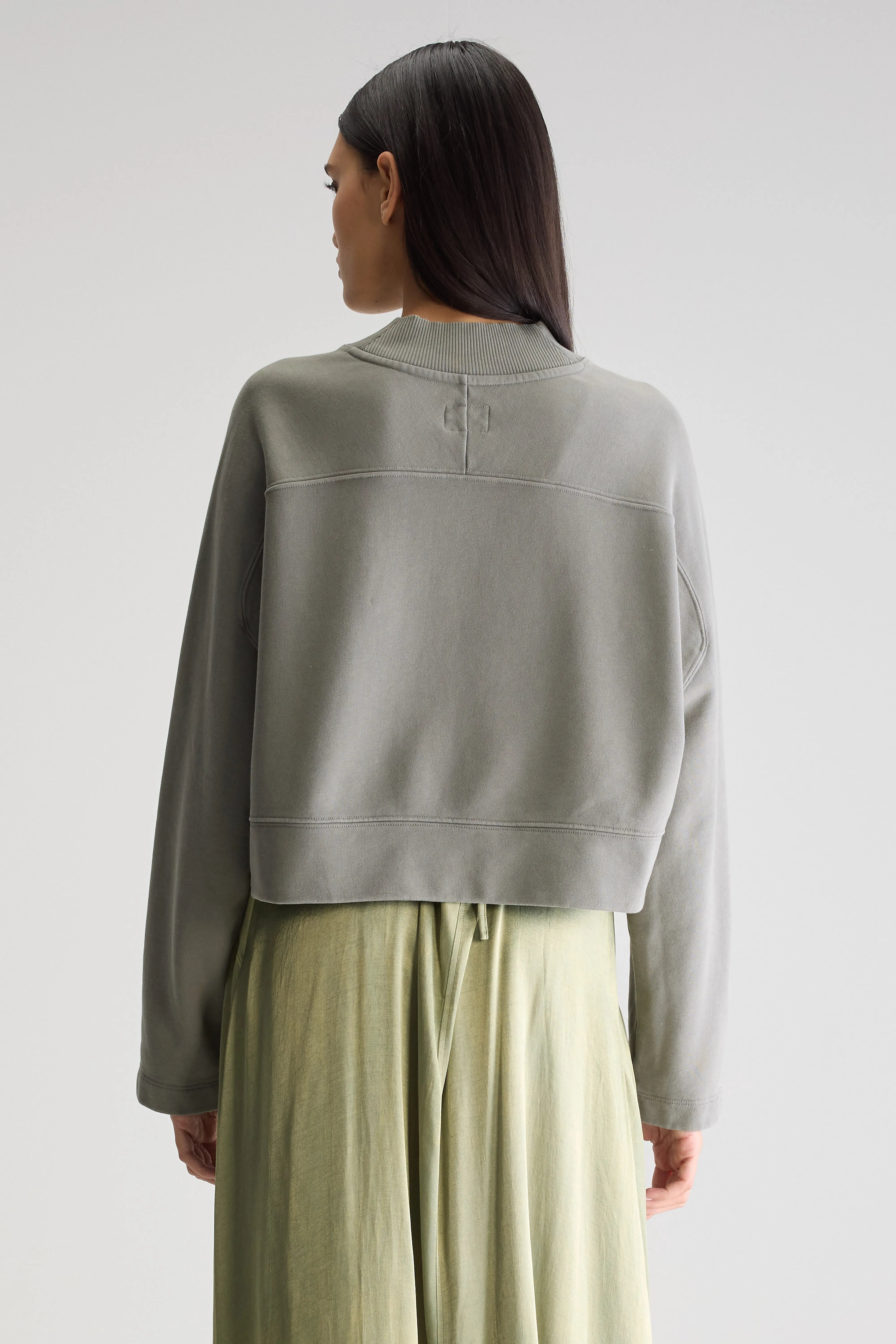 Sikiu Cropped Sweatshirt - Dusty olive For Women | Bellerose