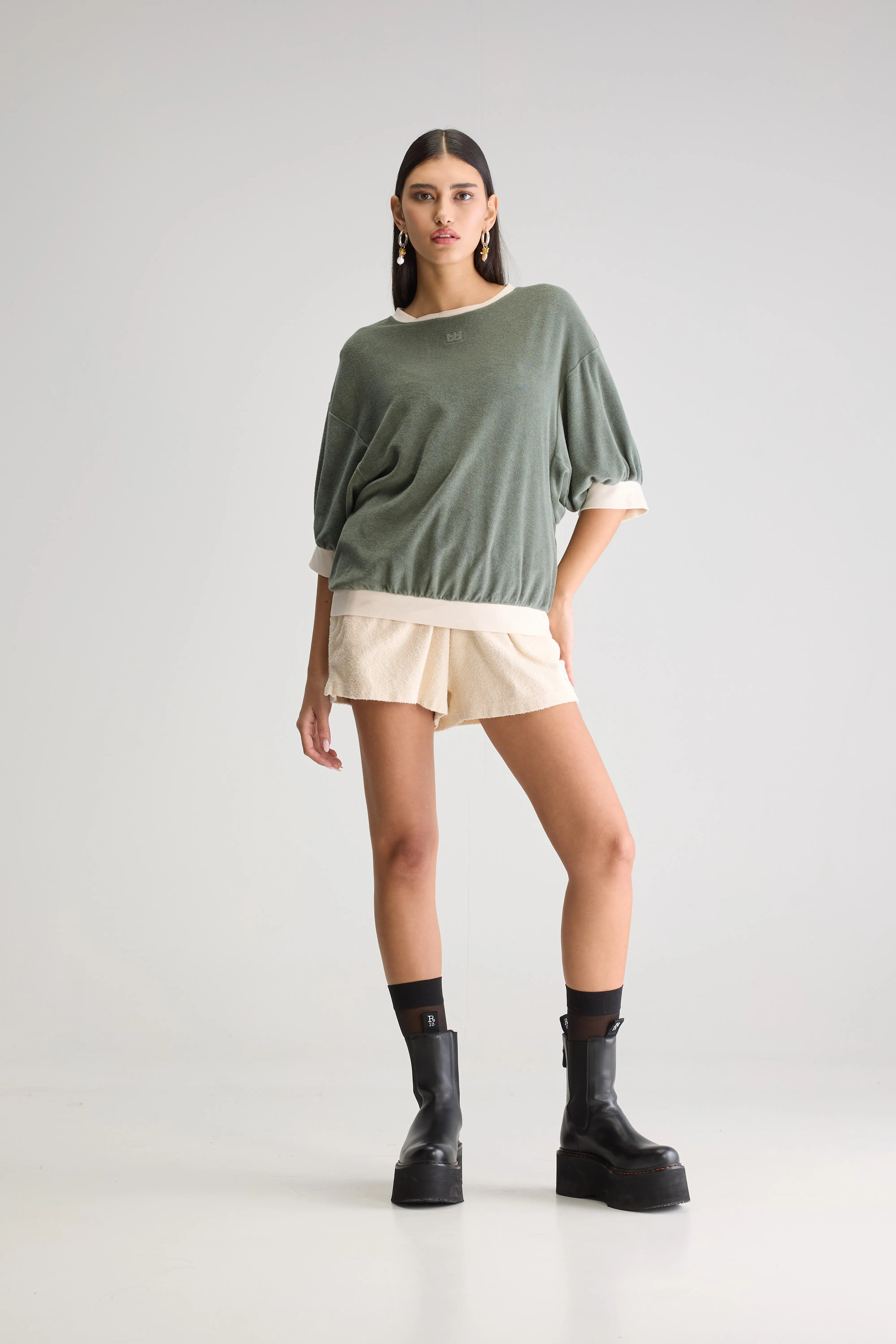 Frisby Relaxed Sweatshirt - Dusty olive For Women | Bellerose