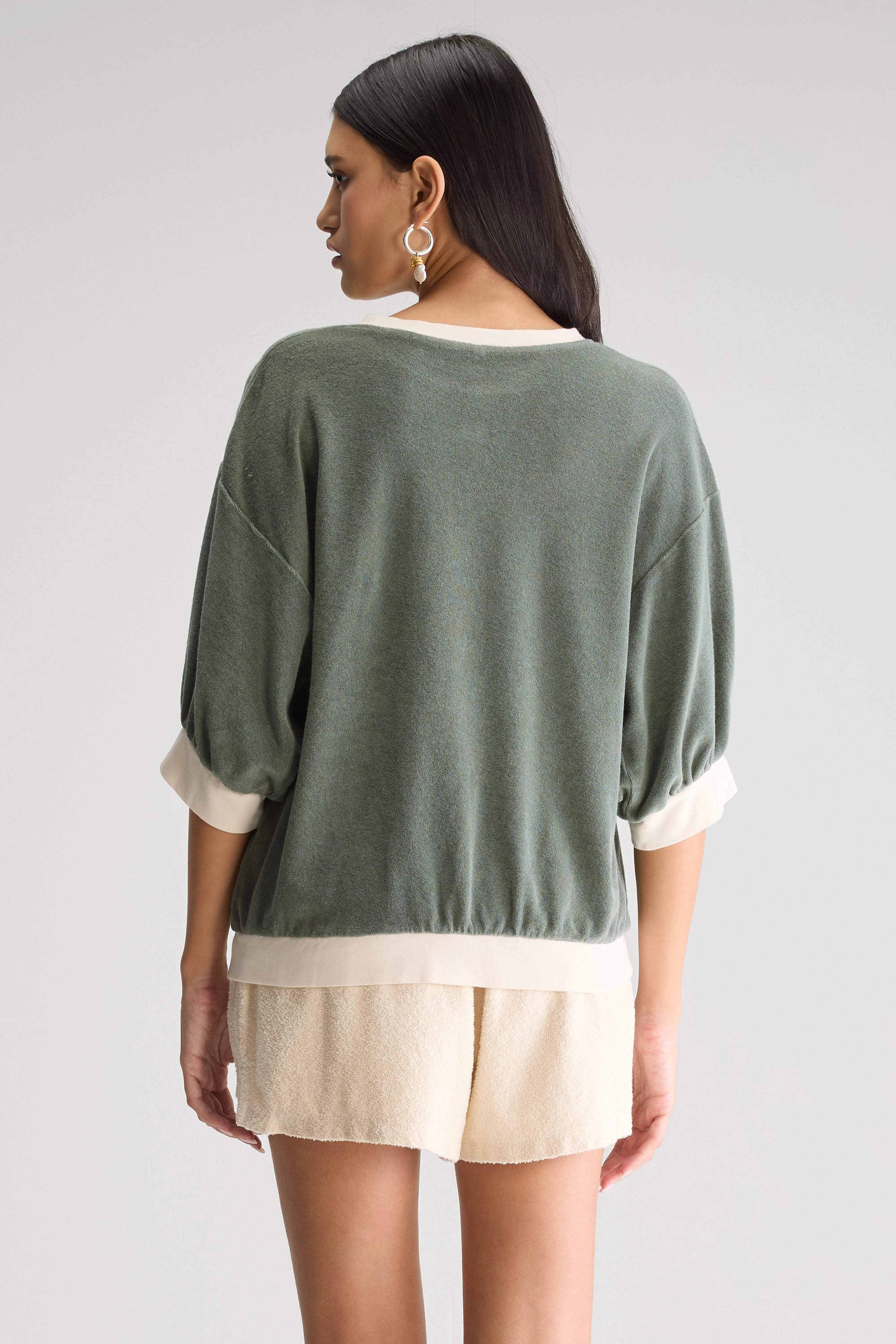 Frisby Relaxed Sweatshirt - Dusty olive For Women | Bellerose