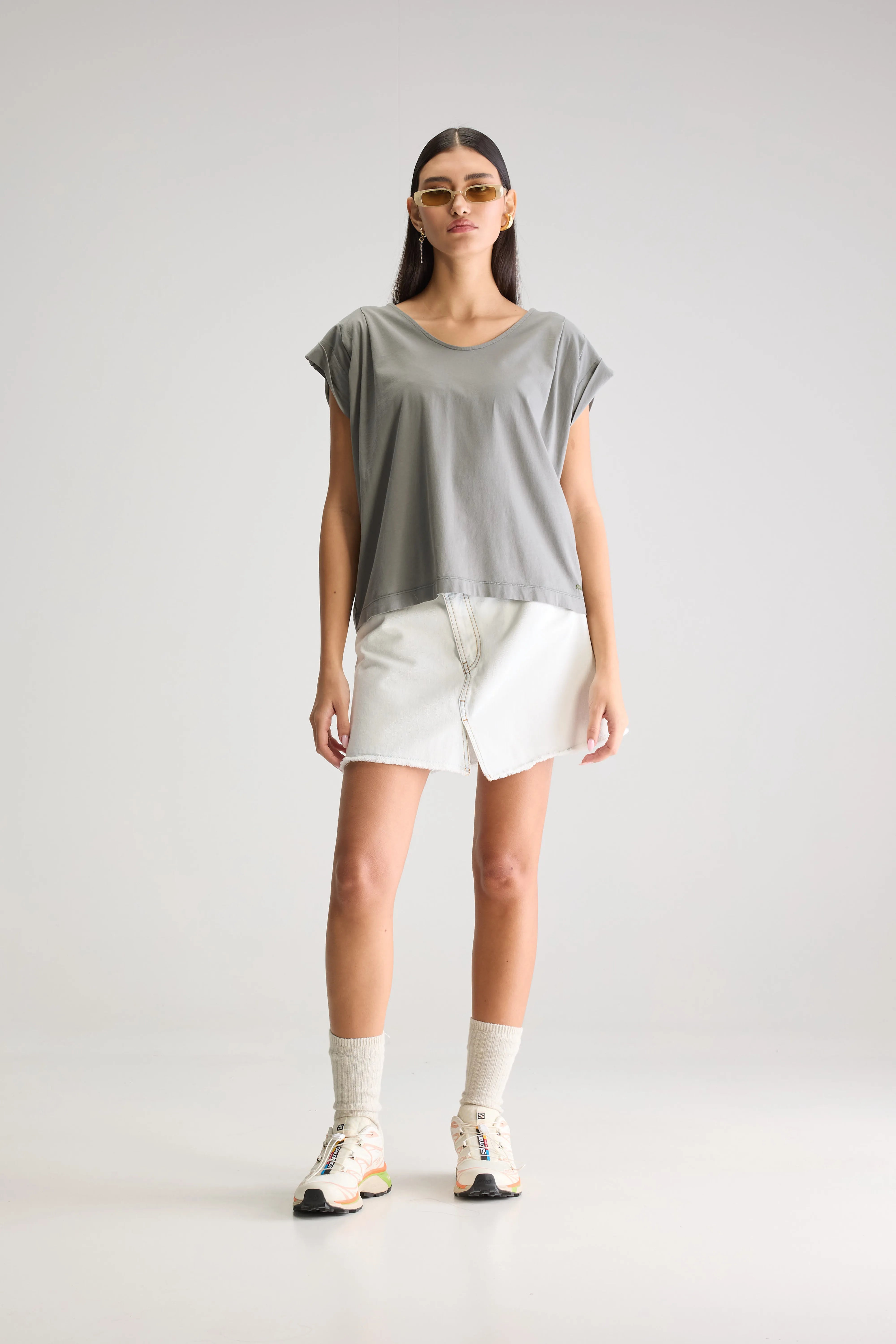 Varel T-shirt Met V-hals - Dusty olive Voor Dames | Bellerose