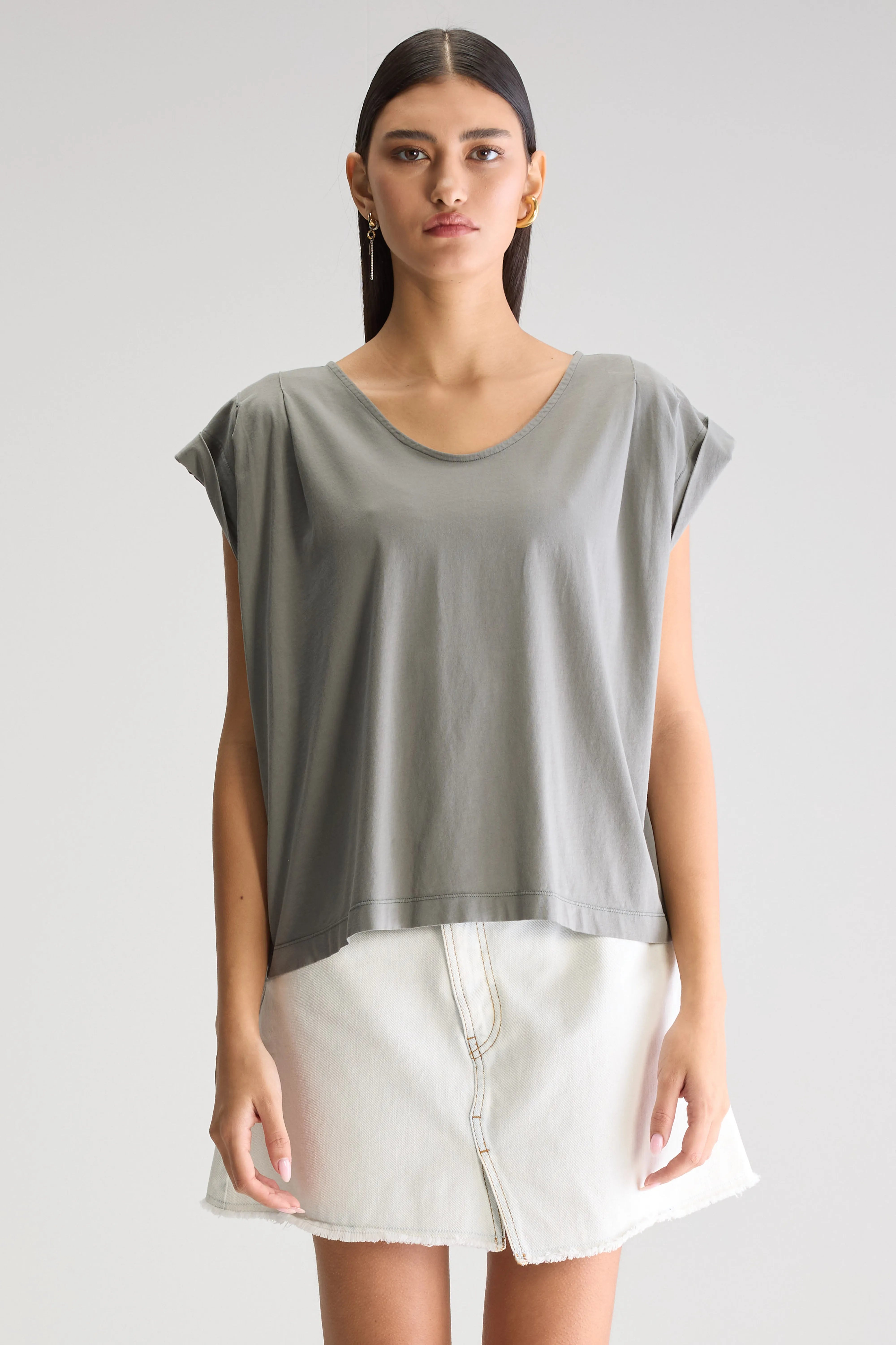 Varel V-neck T-shirt - Dusty olive For Women | Bellerose