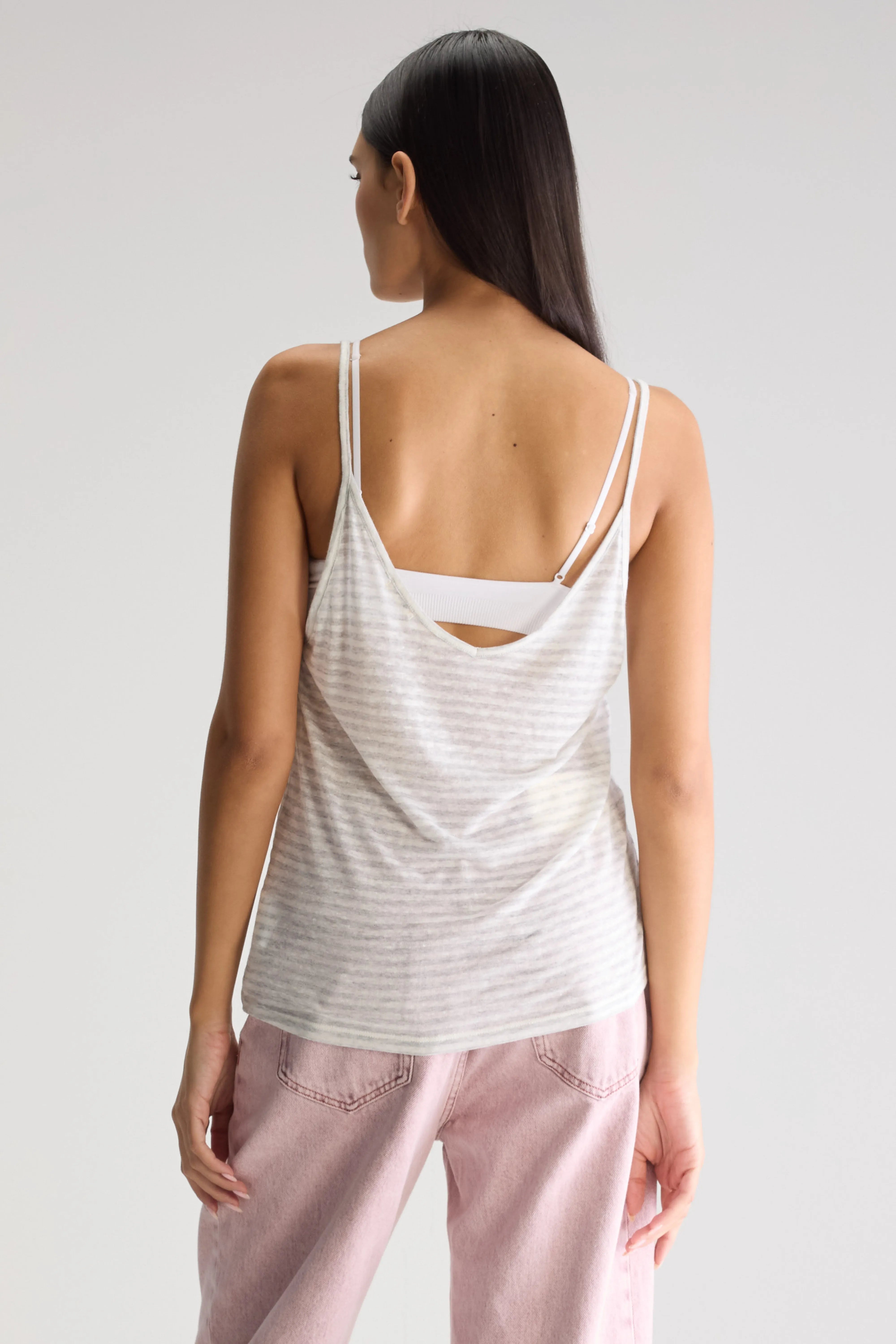 Vivian V-neck Tank Top - Cement / Off white For Women | Bellerose