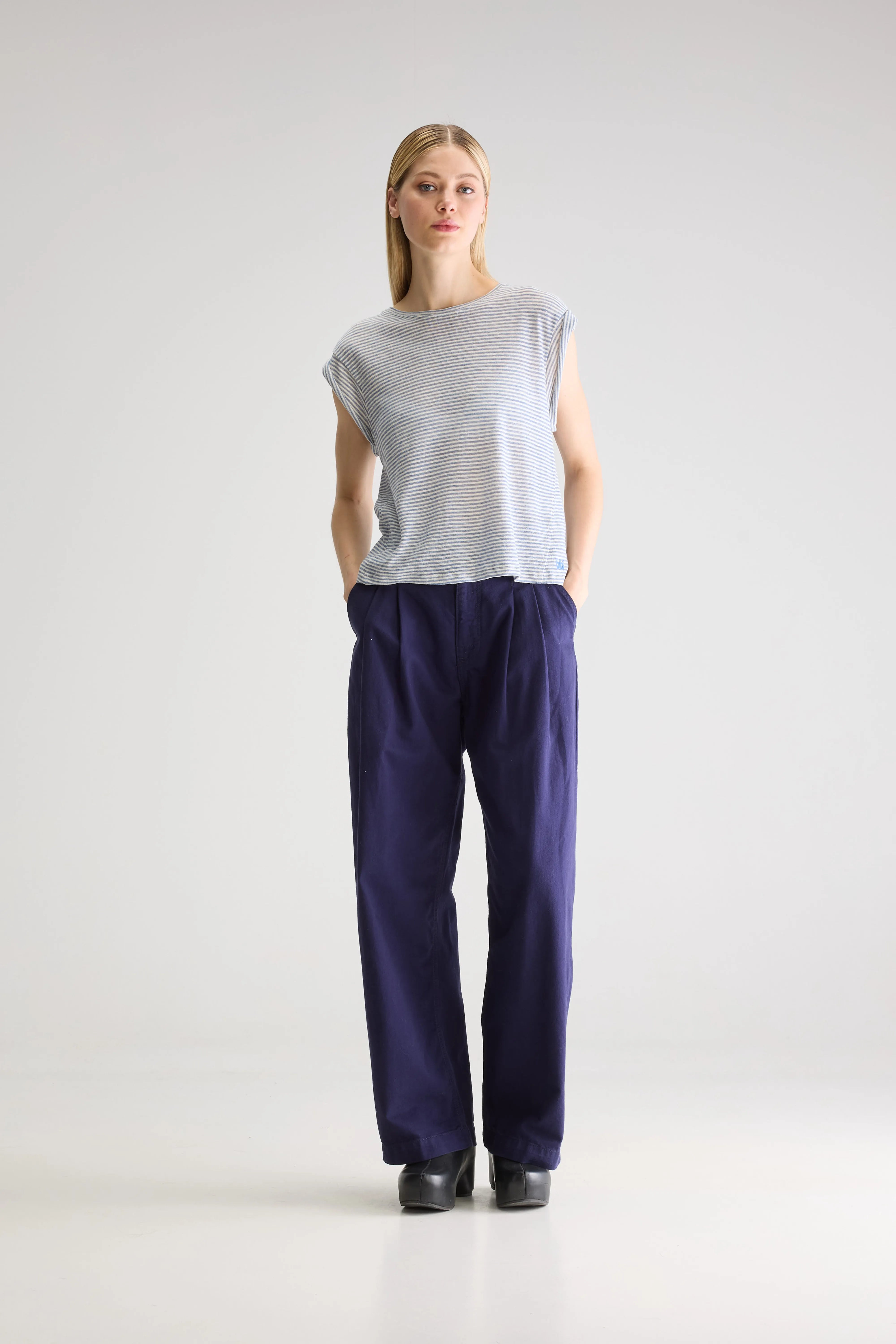 T-shirt Col Rond Vlyn - Shell / Sky Pour Femme | Bellerose