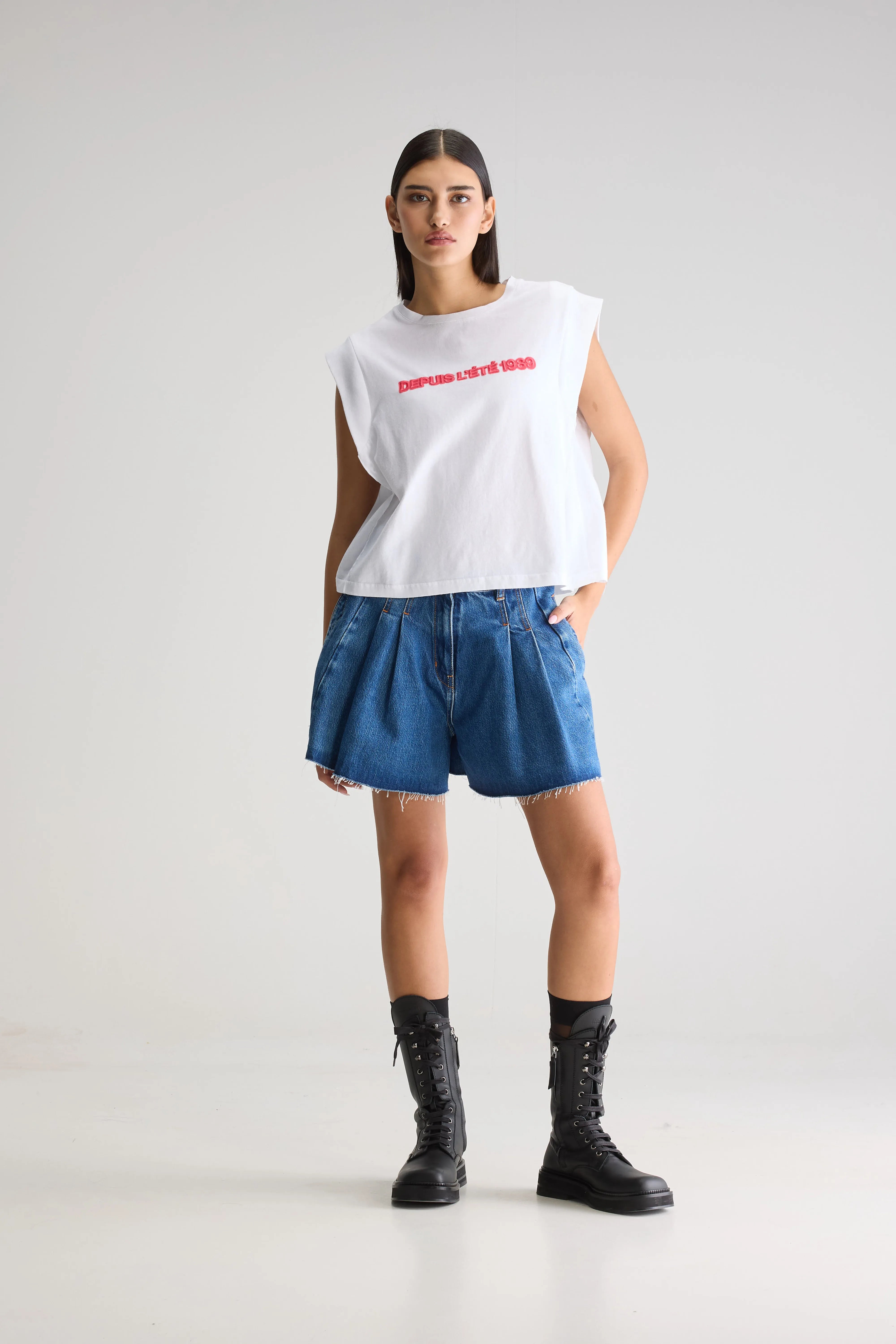 Vruno Sleeveless T-shirt - Amore / White For Women | Bellerose