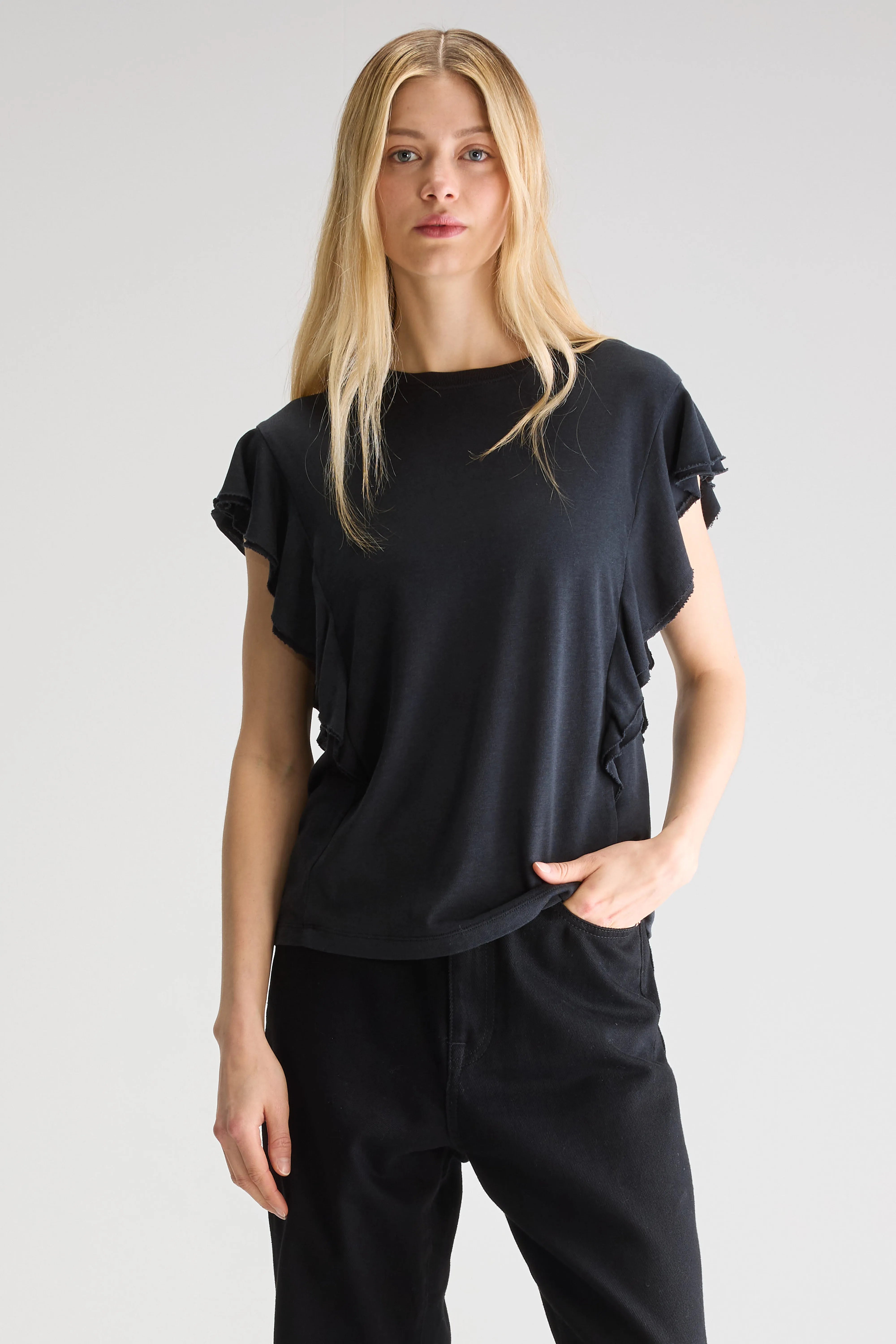 Frum Crewneck T-shirt - Black blue For Women | Bellerose