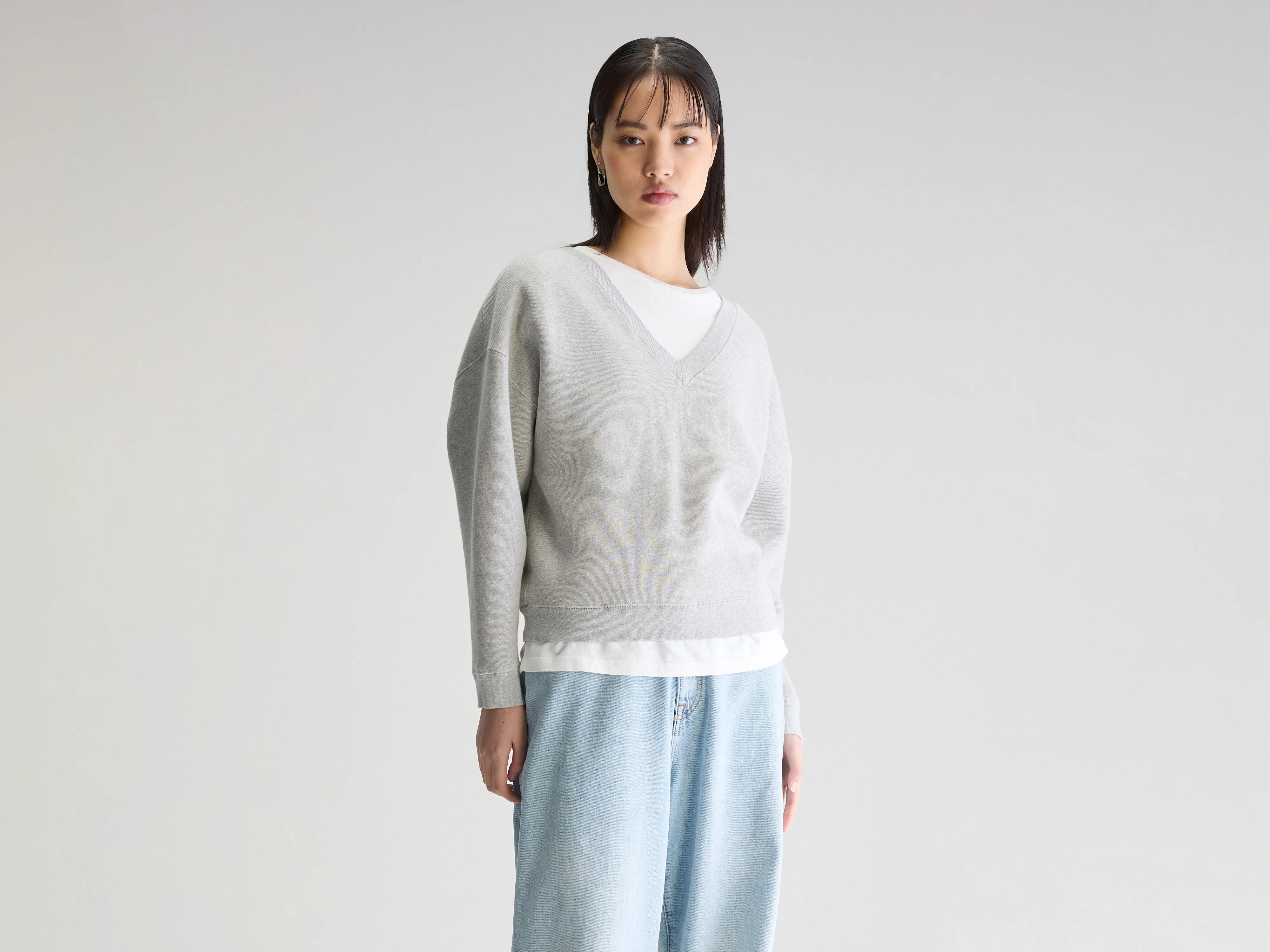 Sweatshirt col V Fellow (252 / W / H. GREY)