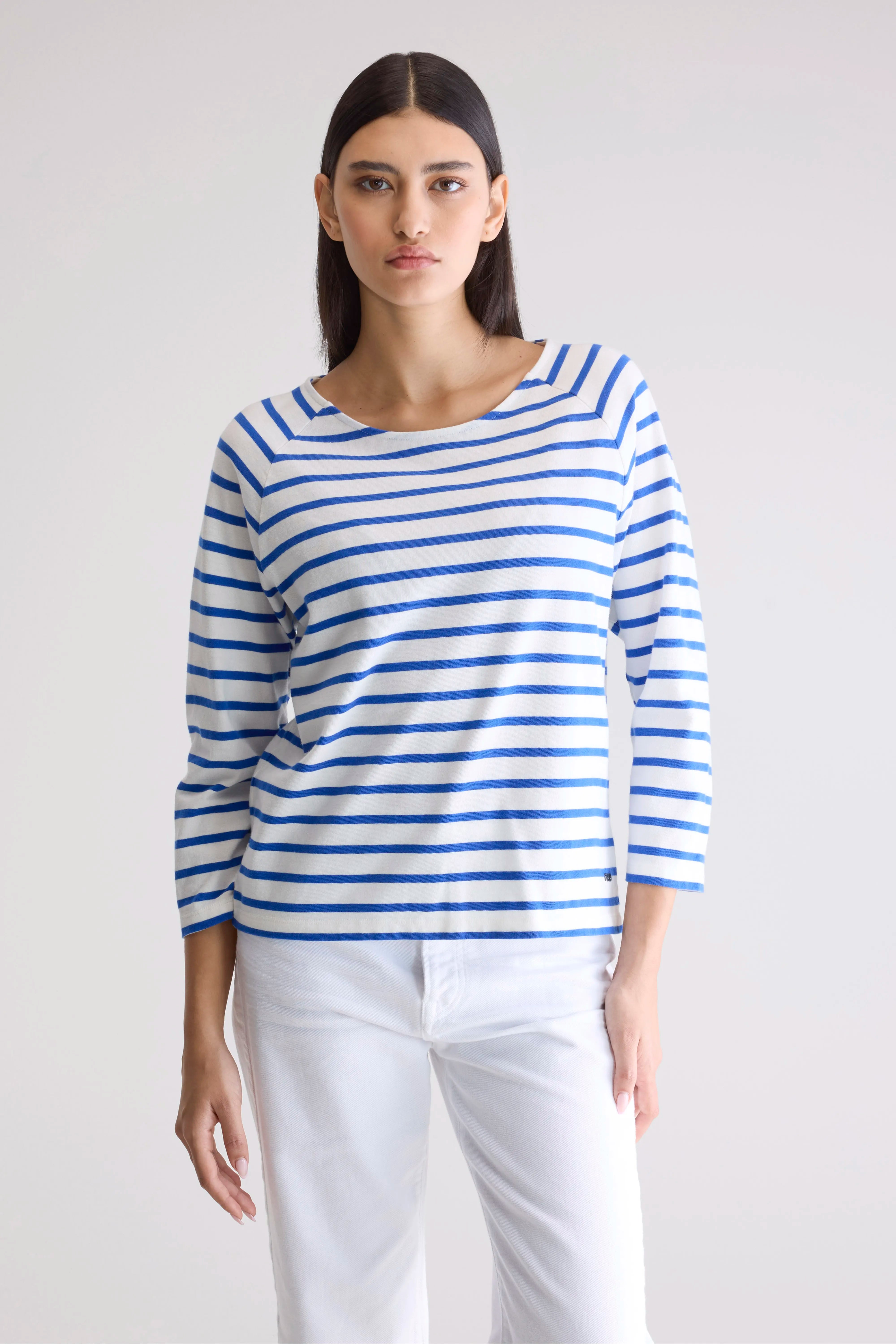 Maow Crew-neck T-shirt - Klein / Vintage white For Women | Bellerose