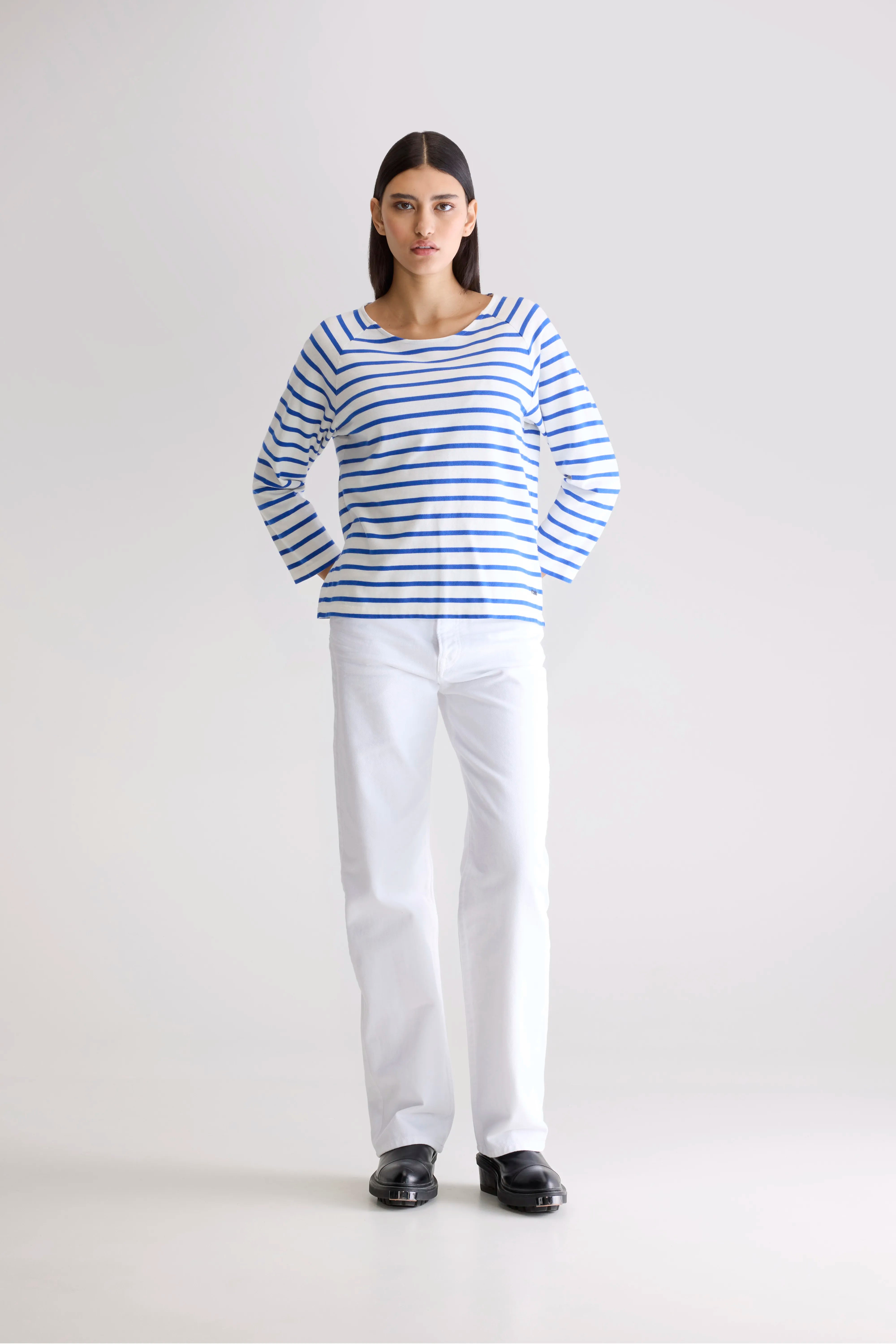 Maow Crew-neck T-shirt - Klein / Vintage white For Women | Bellerose