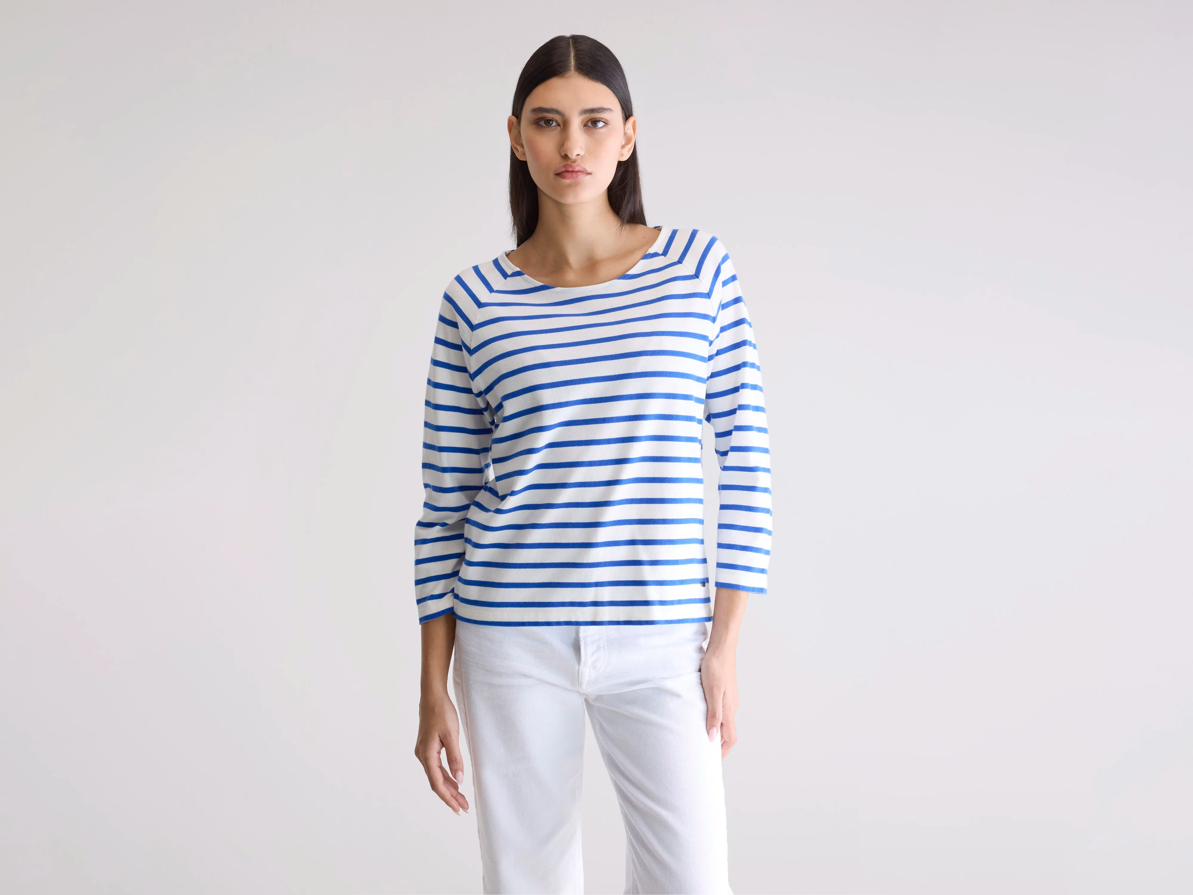 Maow crew-neck t-shirt (252 / W / STRIPE C)