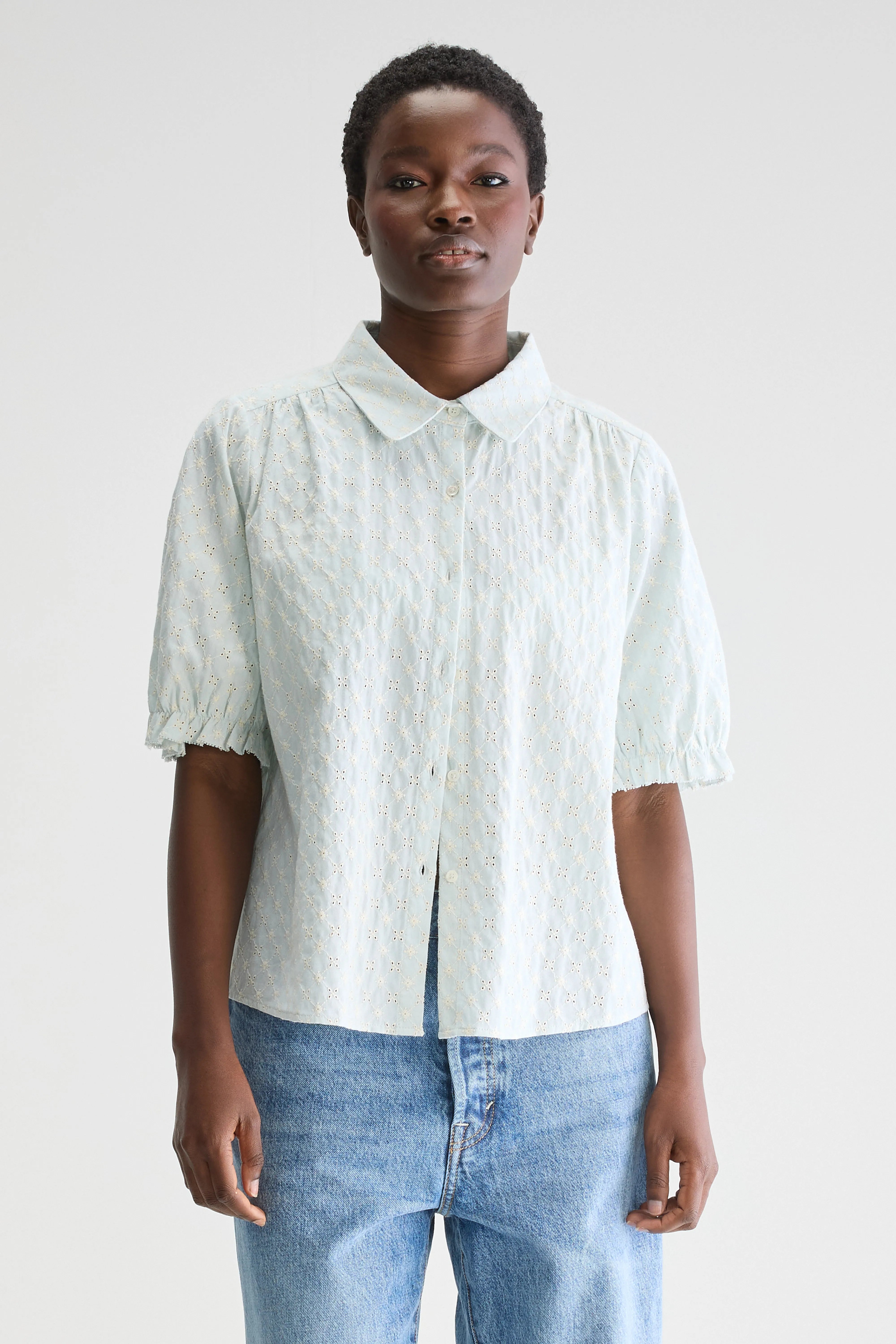 Hosanna short-sleeve blouse (251 / W / STONE BLUE)