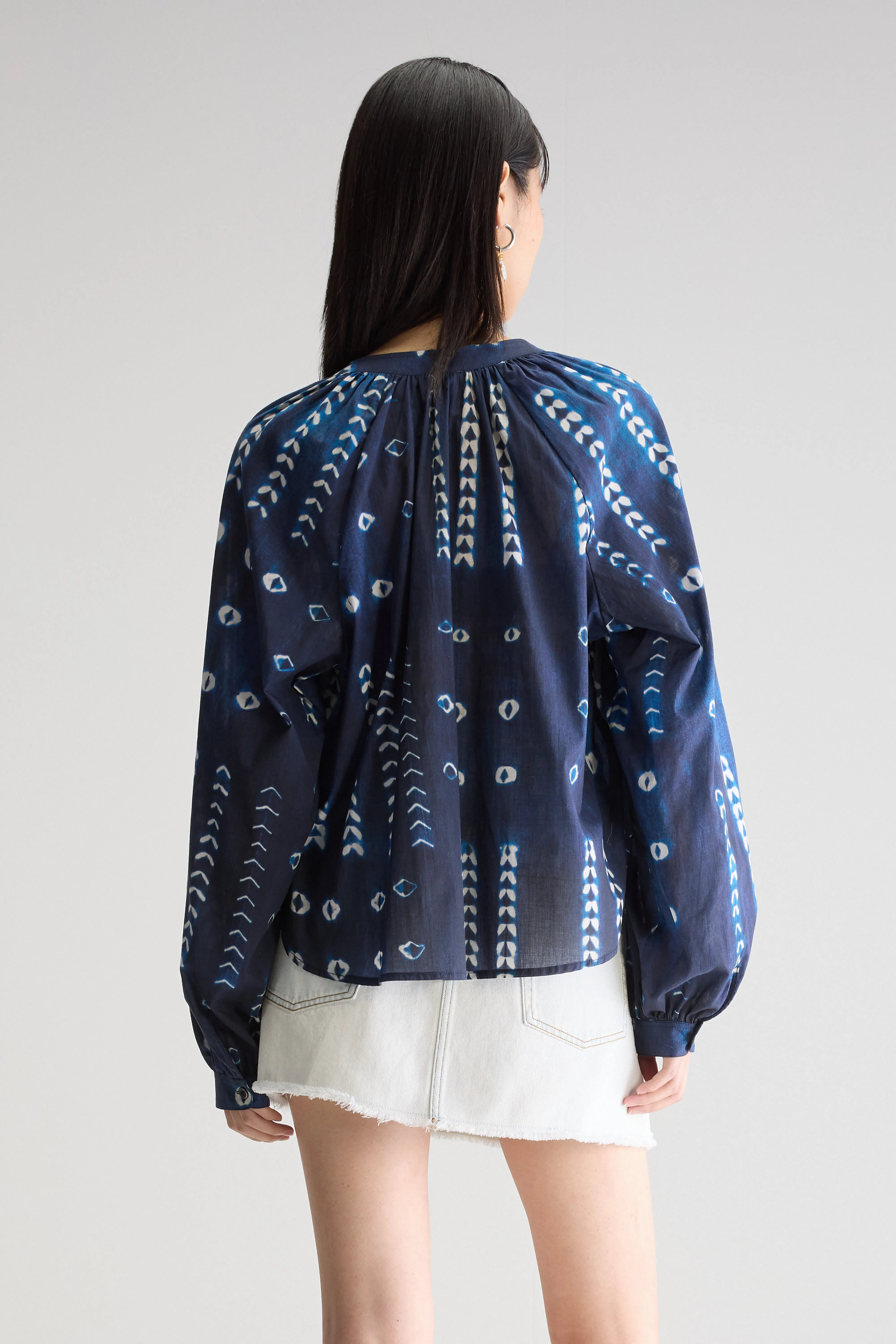 Tonka Regular Blouse - Caraibes / Navy / White For Women | Bellerose