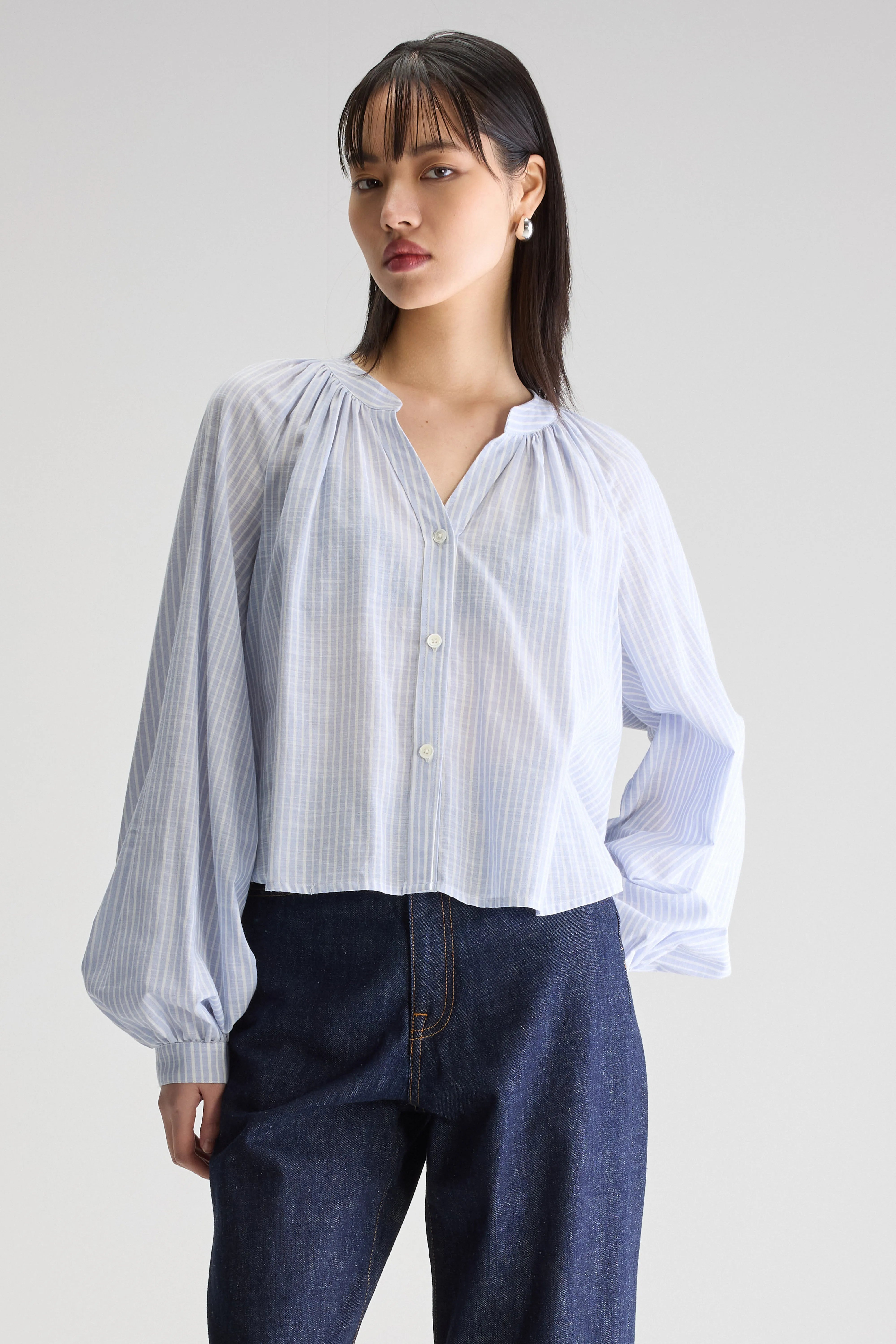 Tonka Regular Blouse - Blue shirt / Off white For Women | Bellerose