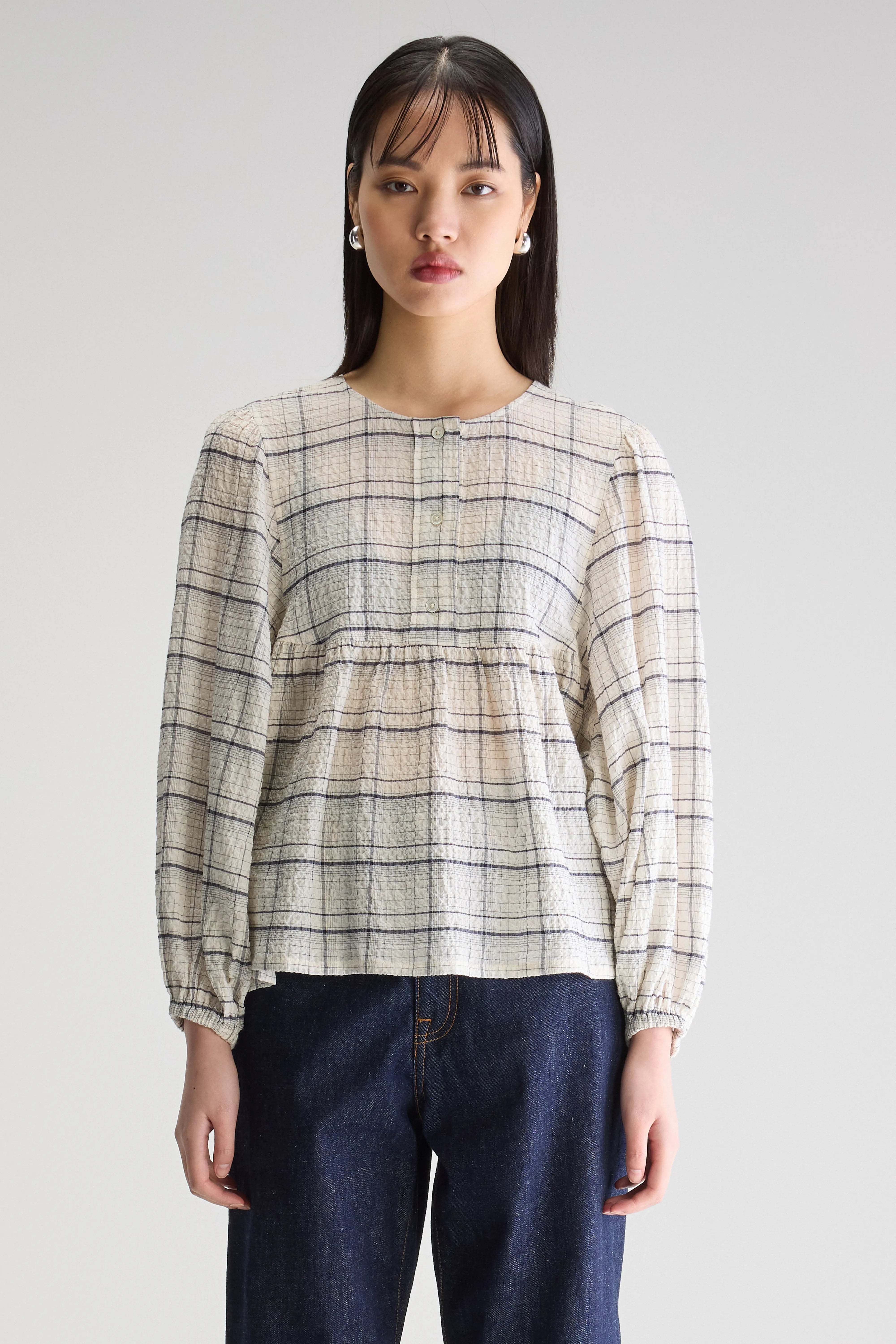 Joao Regular Blouse - Chalk / Dark roast For Women | Bellerose