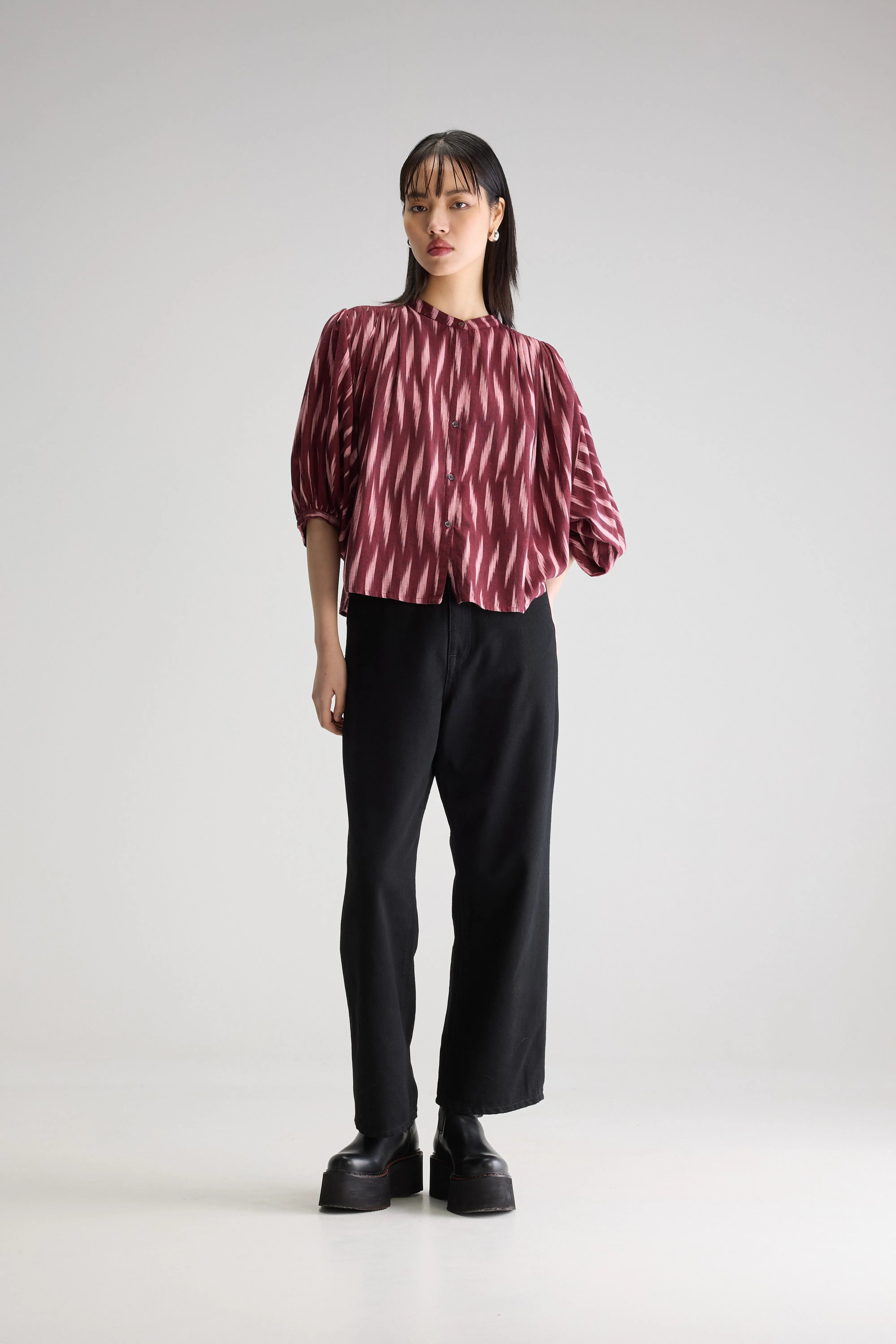 Ink Cropped Blouse - Palissandre For Women | Bellerose