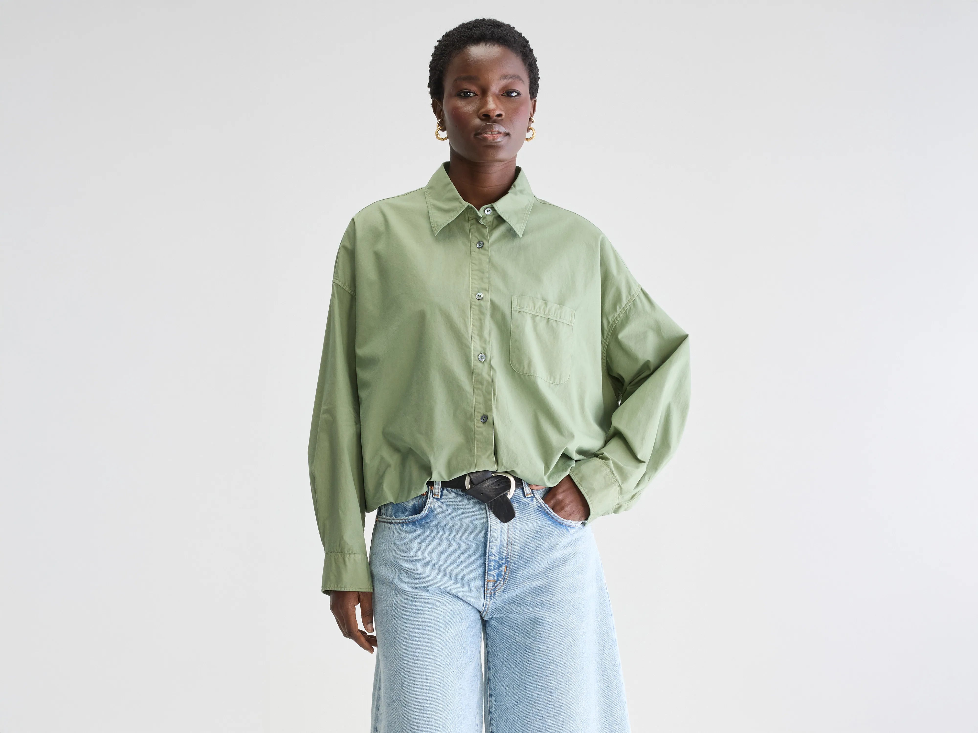 Graham cropped popeline hemd (251 / W / SAUGE)