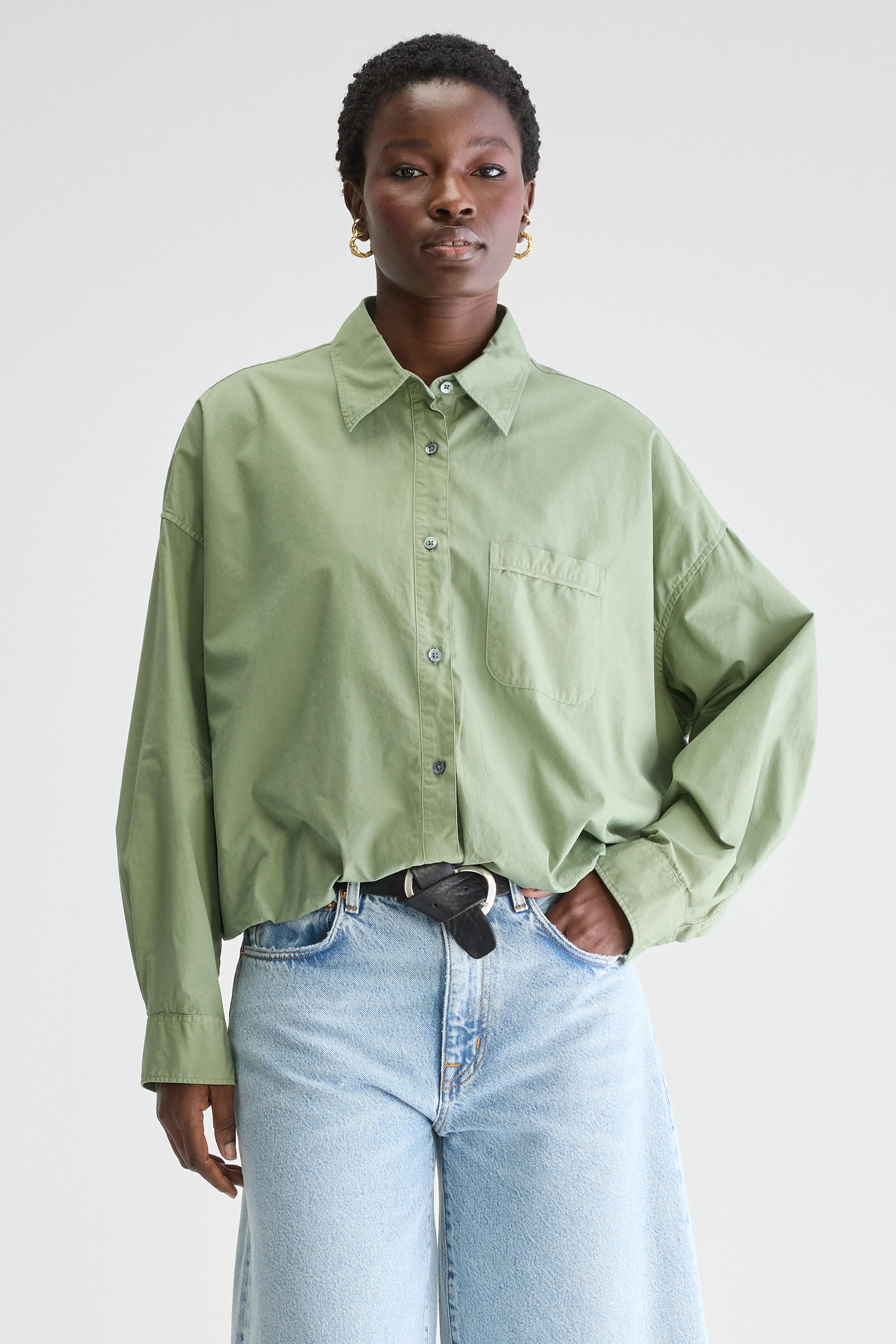 Graham cropped popeline hemd (251 / W / SAUGE)