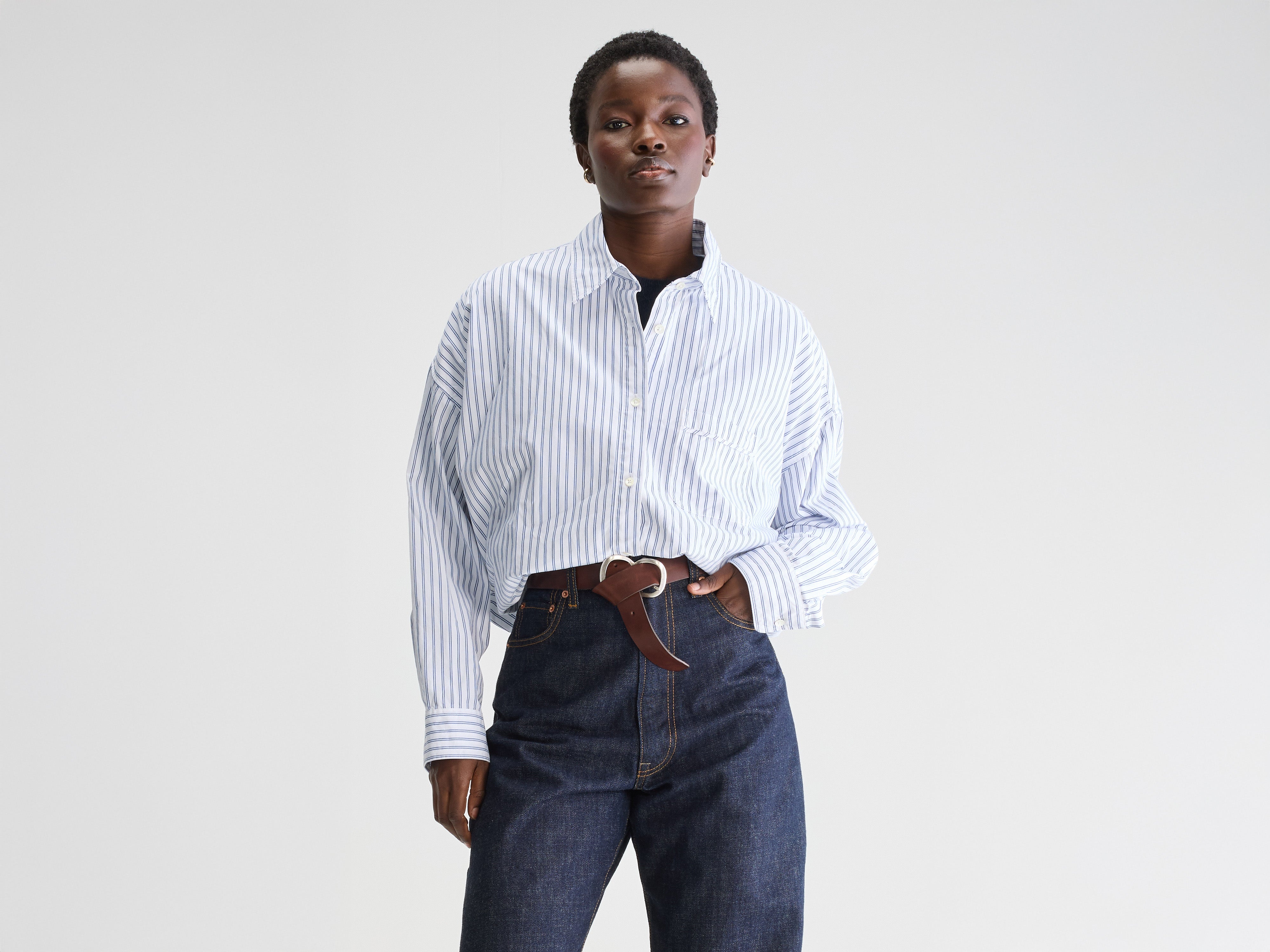 Graham cropped poplin shirt (251 / W / STRIPE P)