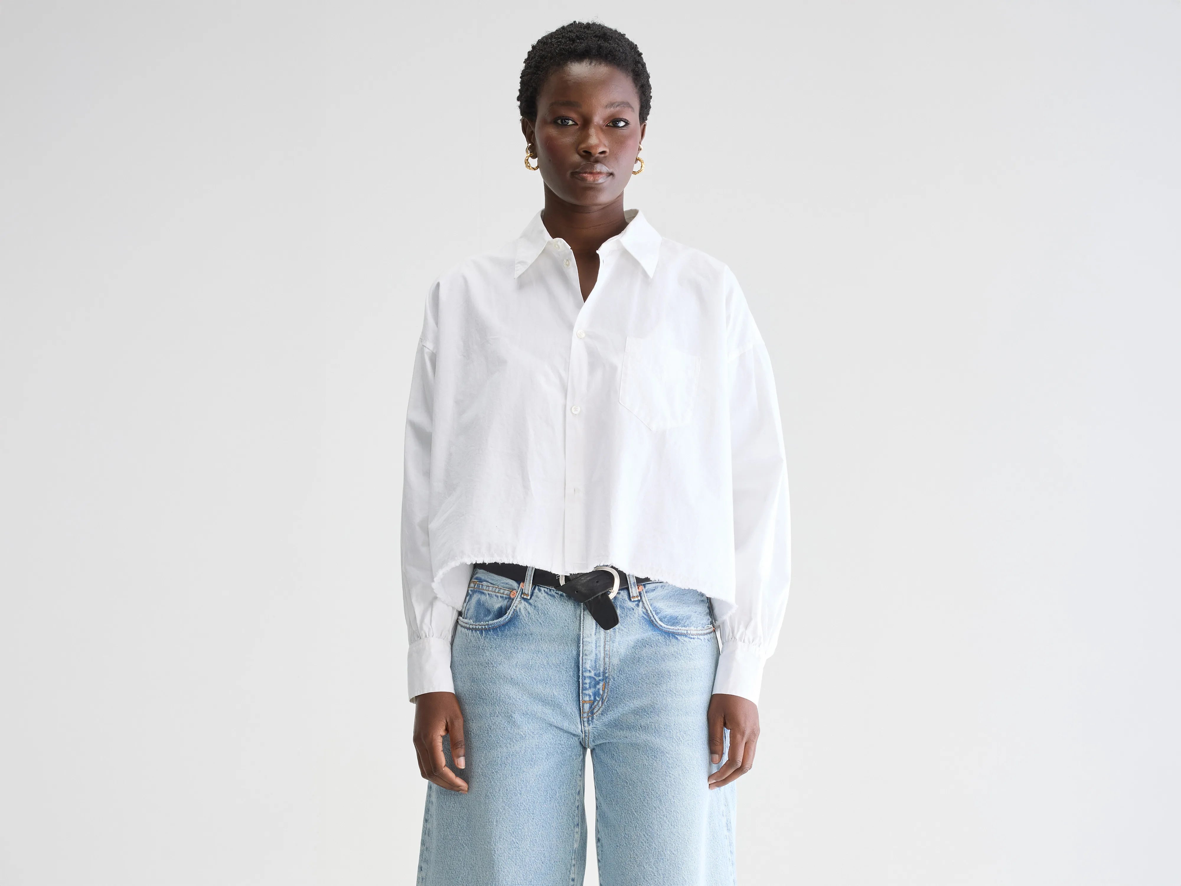 Kraft cropped poplin shirt (251 / W / WHITE)