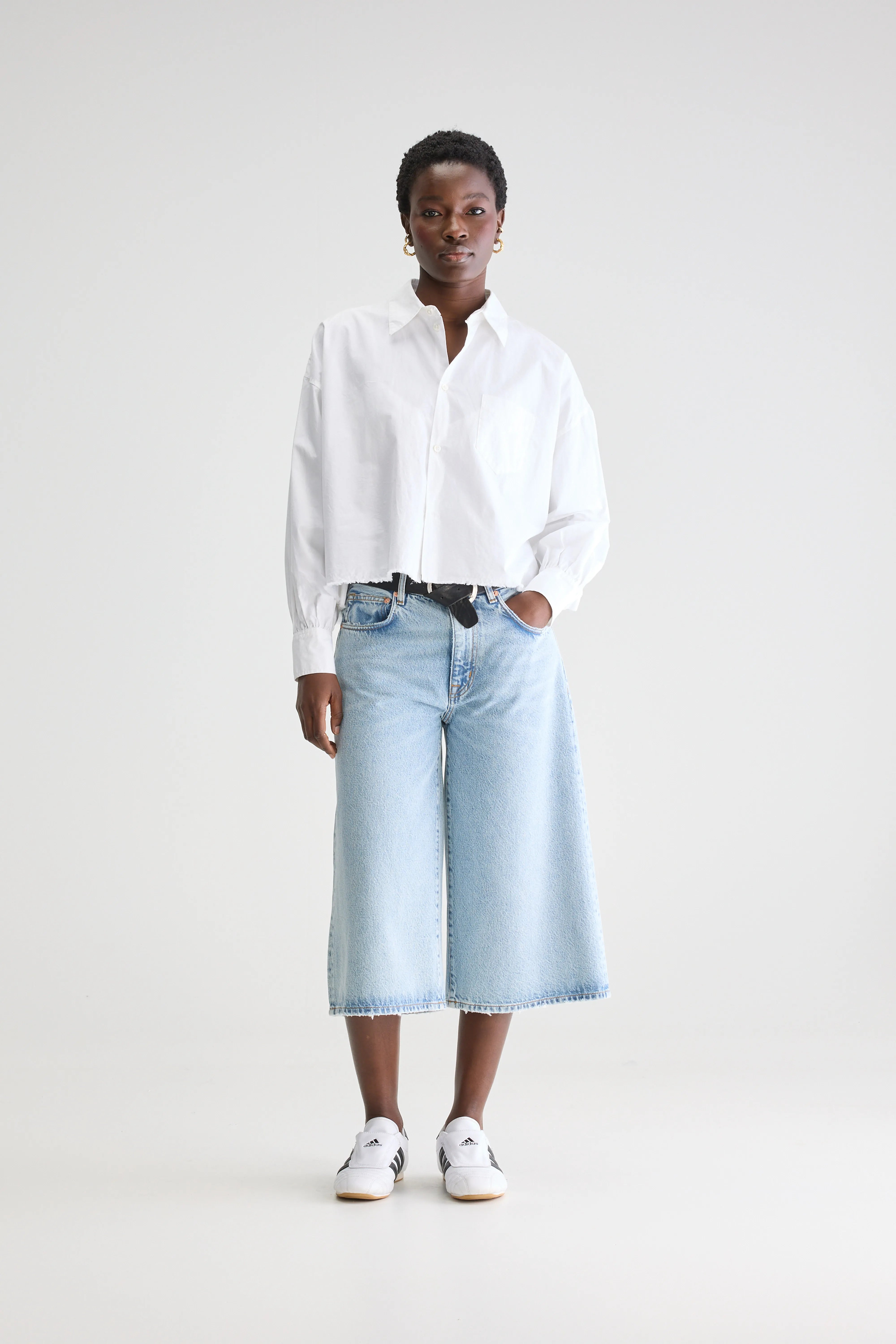 Kraft cropped poplin shirt (251 / W / WHITE)