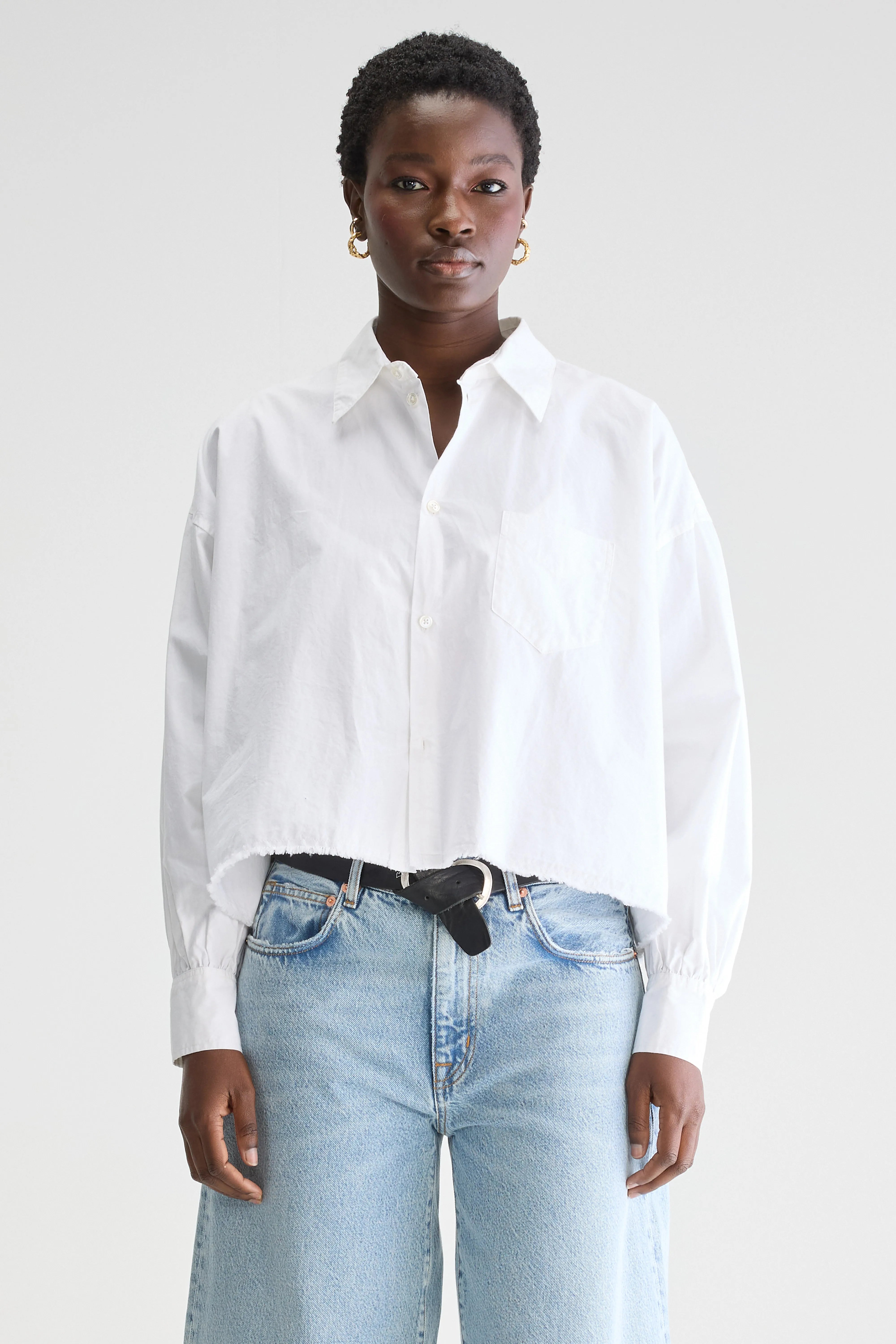 Kraft Cropped Poplin Shirt - White For Women | Bellerose