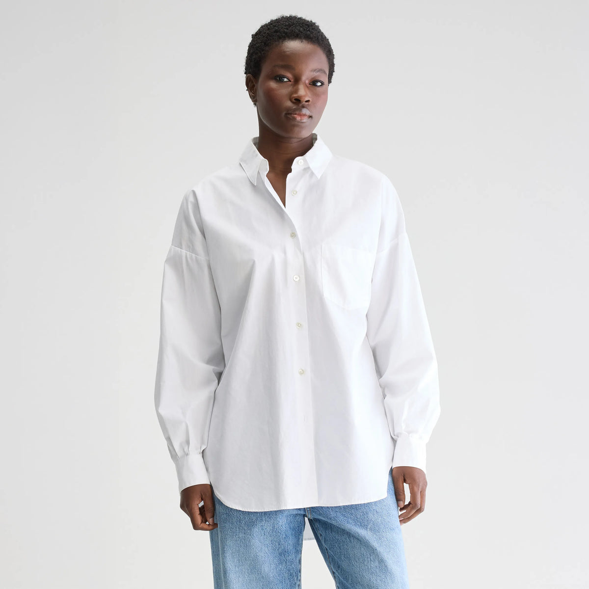 Oversized white collared shirt for women | Bellerose