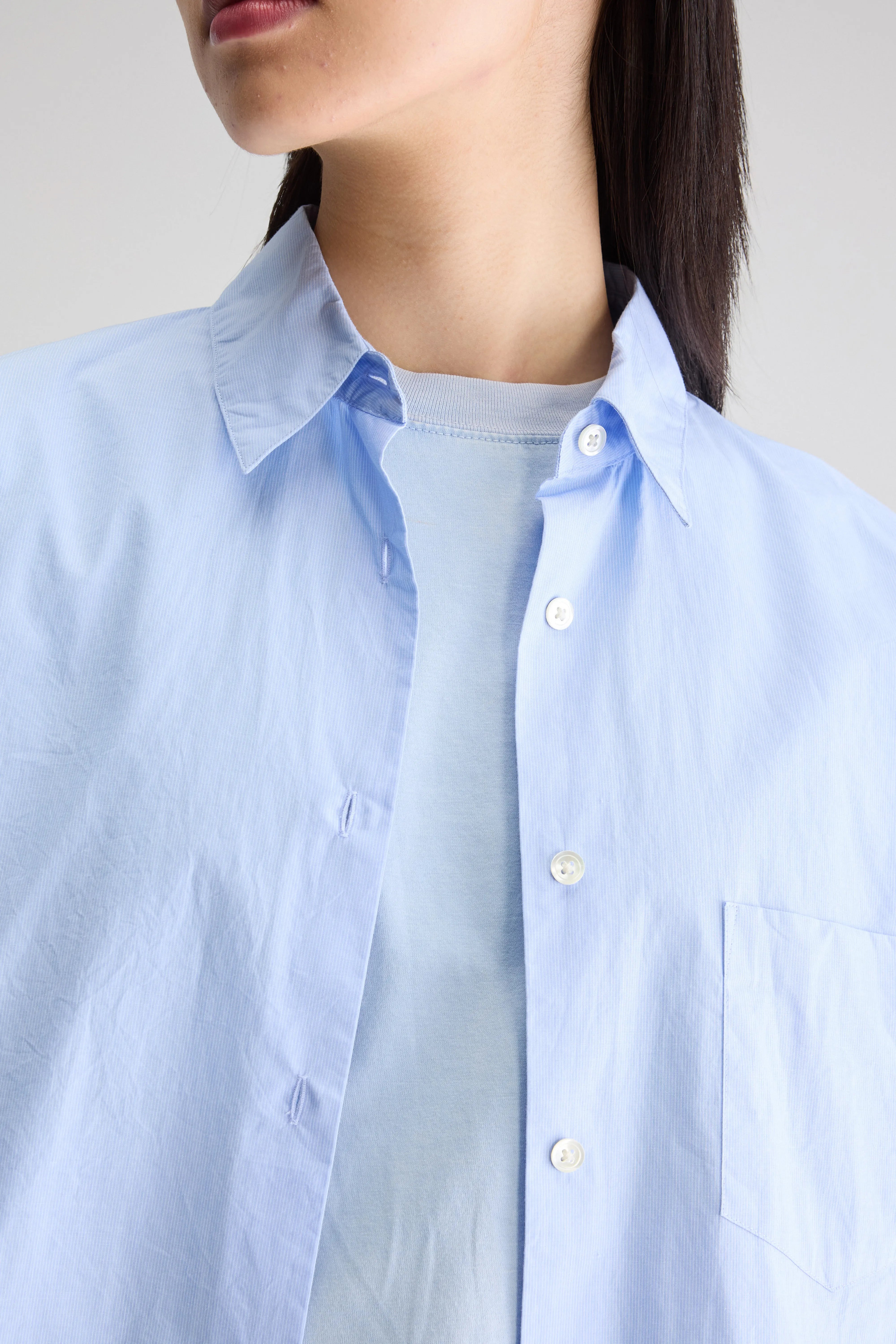 Giorgia Poplin Shirt - Sky / White For Women | Bellerose