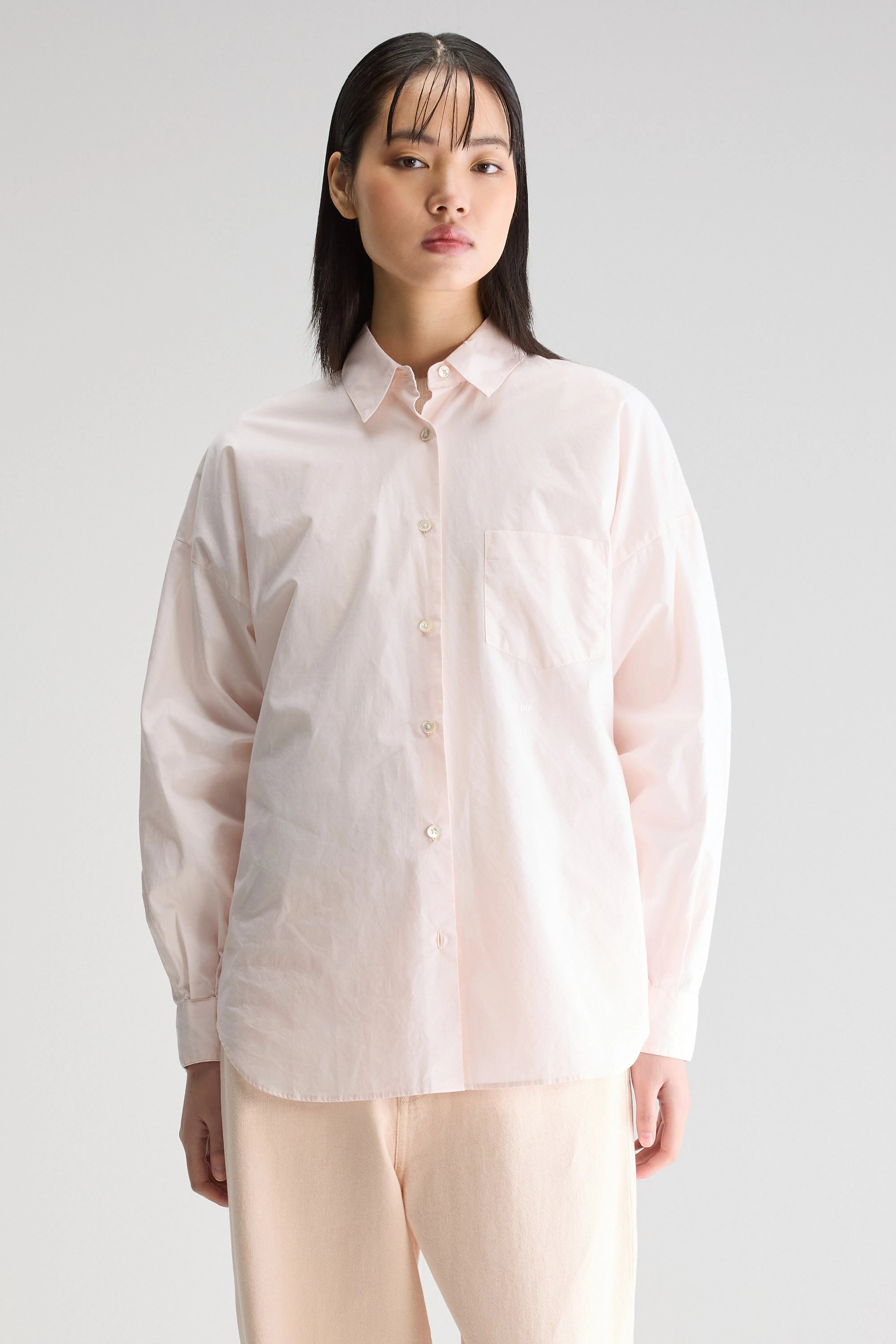 Giorgia Poplin Shirt - Skin / White For Women | Bellerose