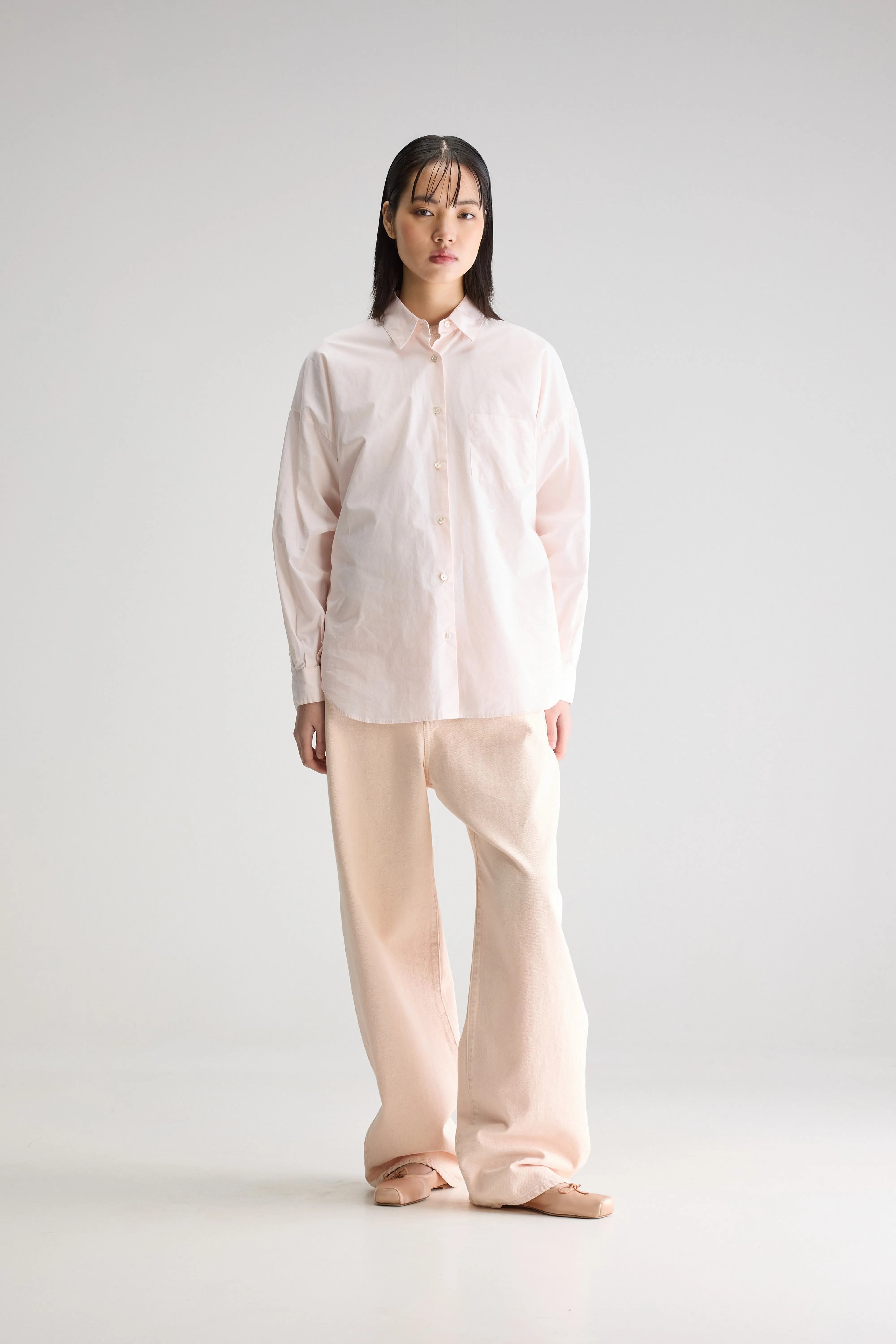 Giorgia Poplin Shirt - Skin / White For Women | Bellerose