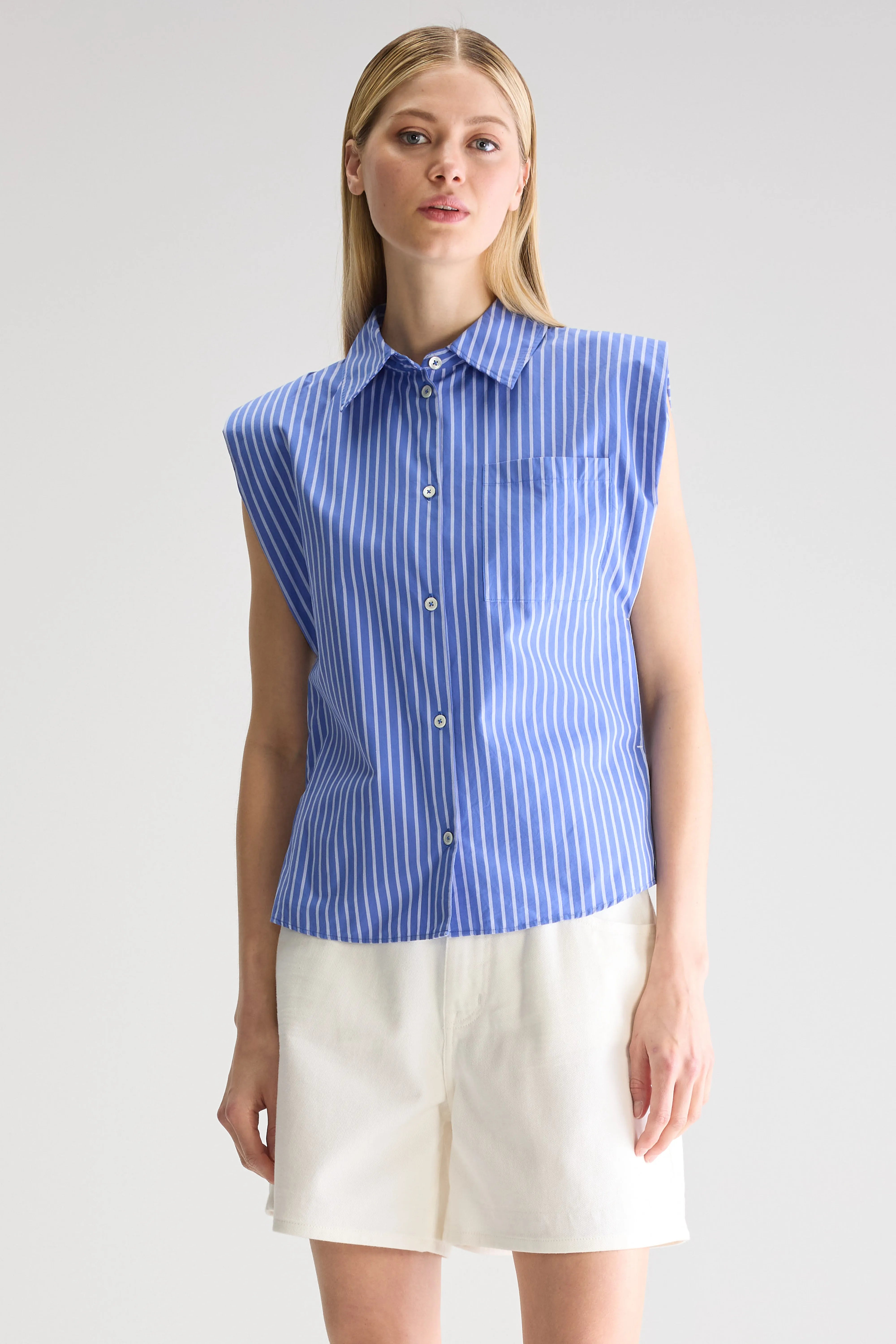 Galice Sleeveless Shirt - Iris bloom For Women | Bellerose