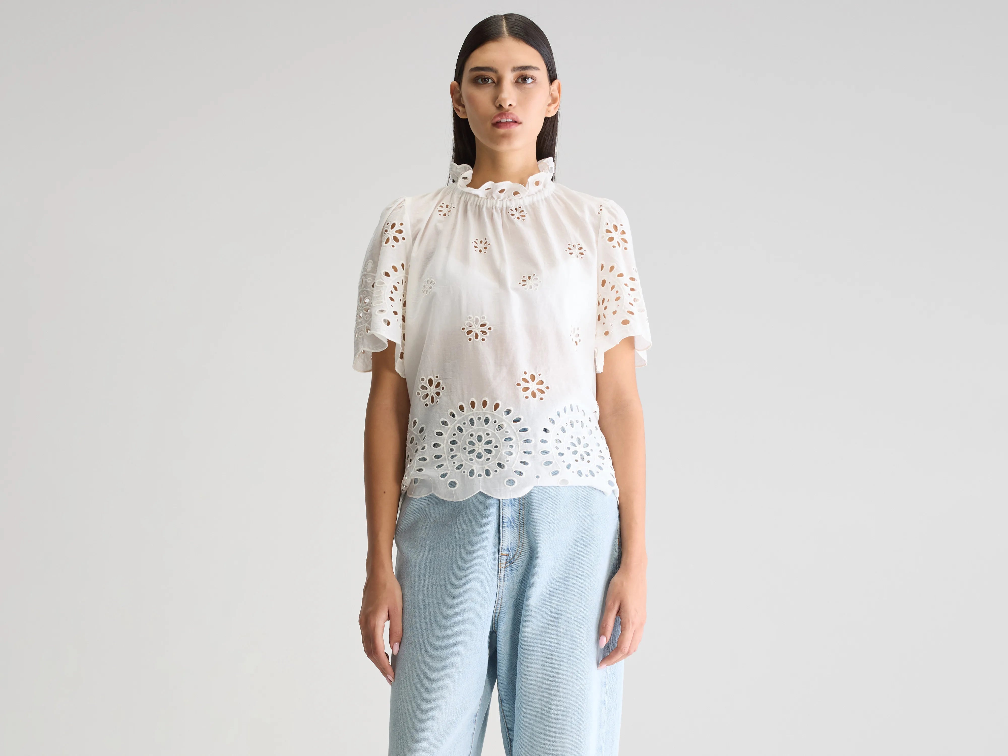 Darlene blouse met korte mouwen (251 / W / WHITE)