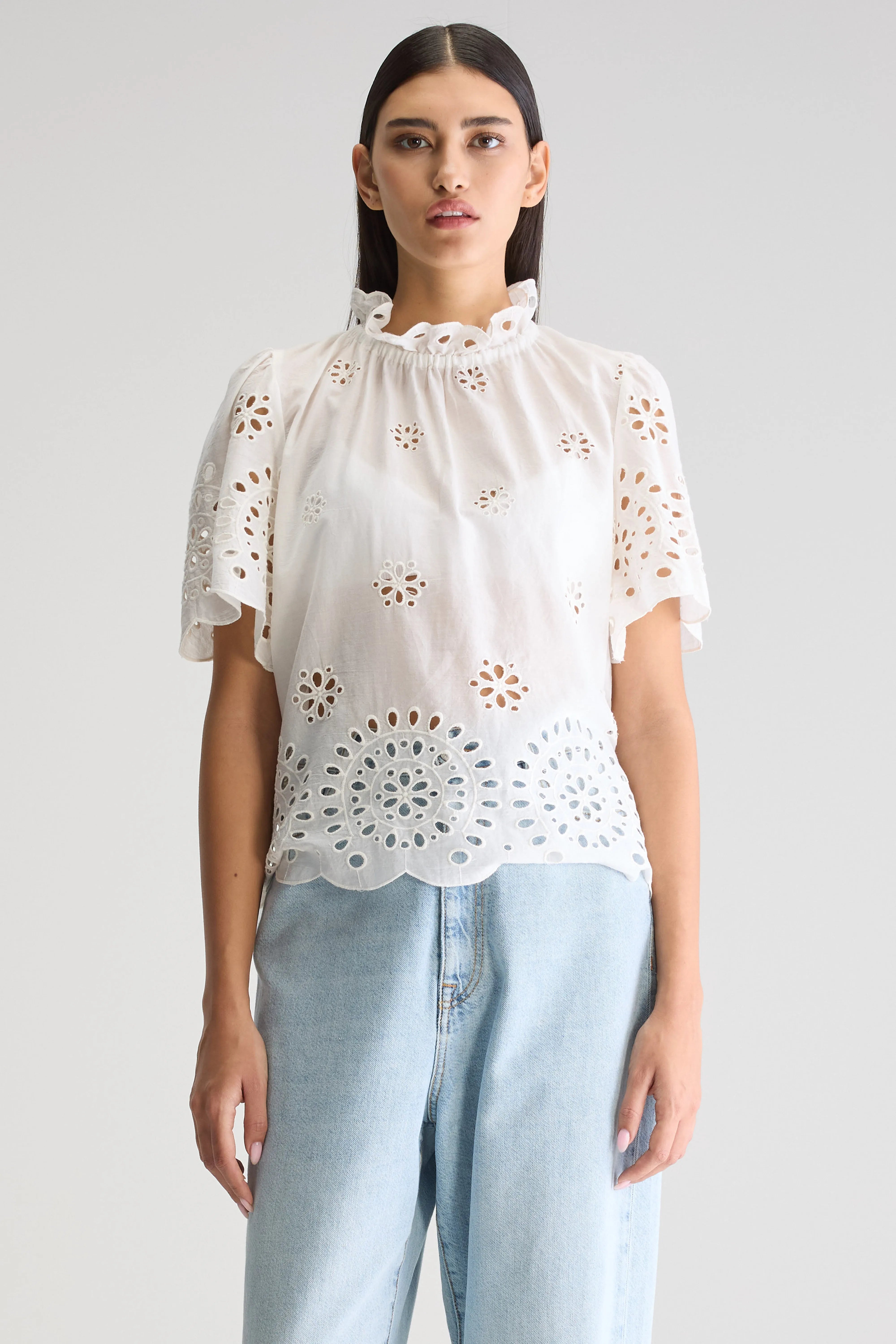 Darlene blouse met korte mouwen (251 / W / WHITE)