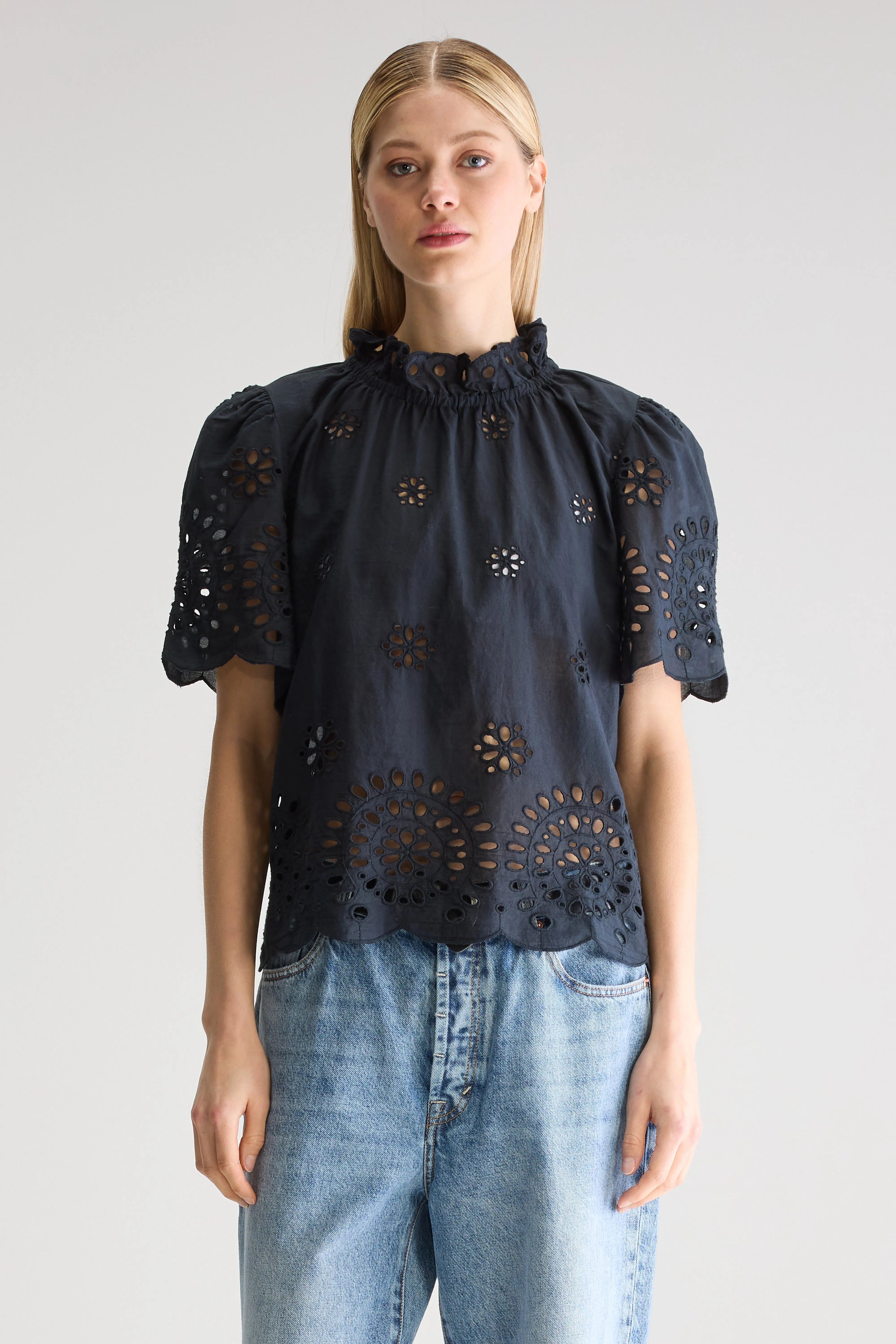 Darlene Blouse Met Korte Mouwen - Black beauty Voor Dames | Bellerose