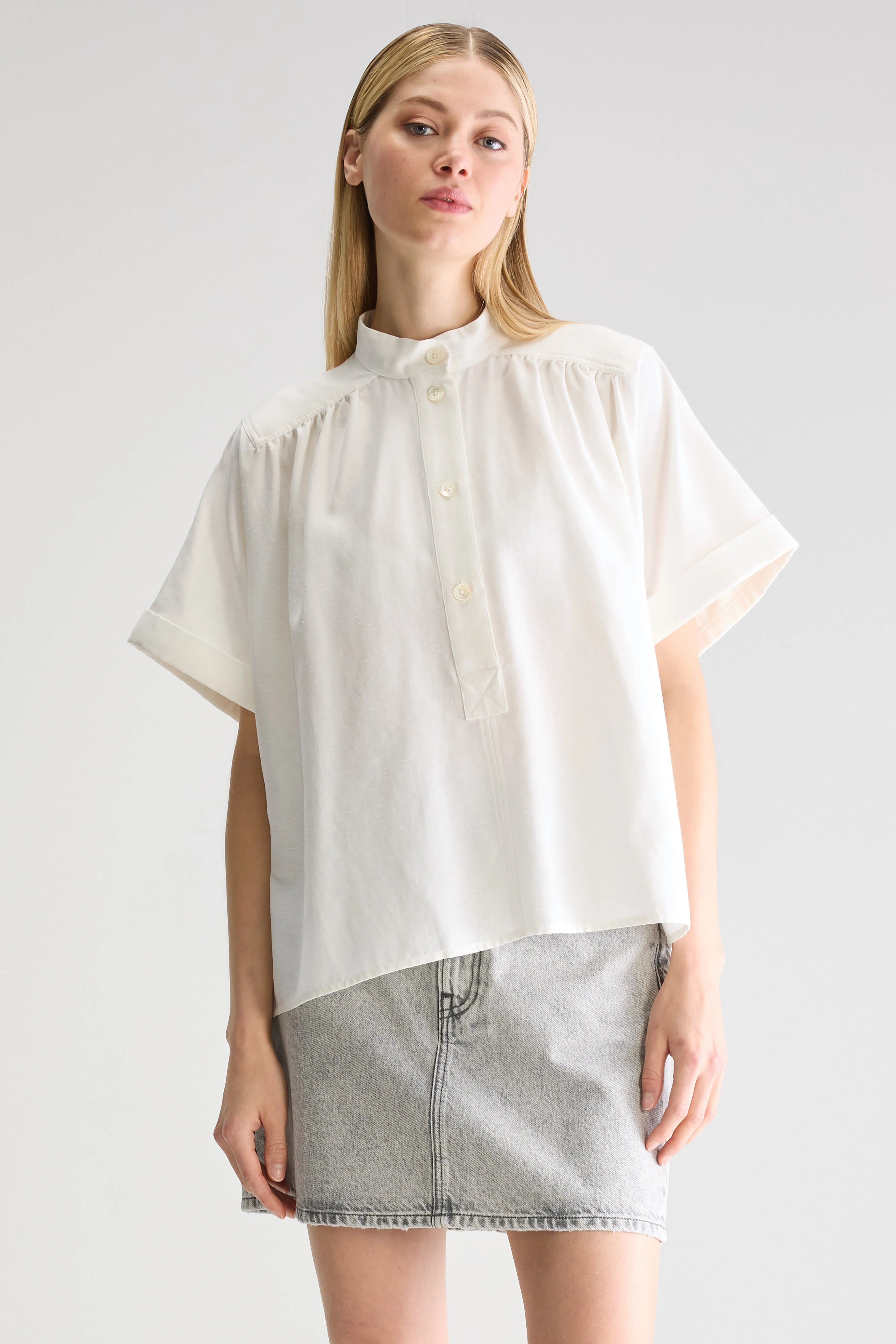 Pear blouse met korte mouwen (251 / W / WHITE)