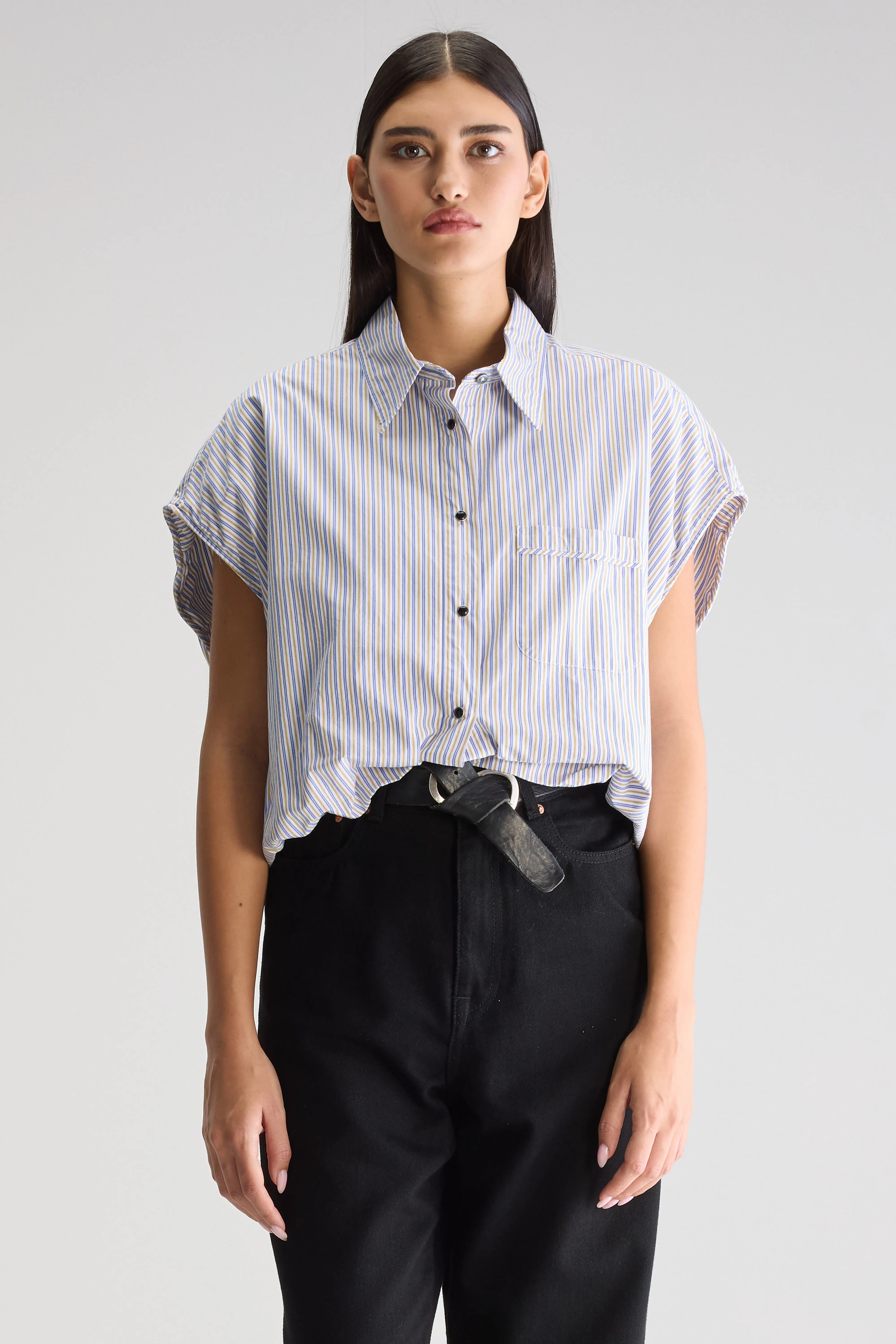 Chemise Cropped Greg - Antique gold / Iris bloom Pour Femme | Bellerose