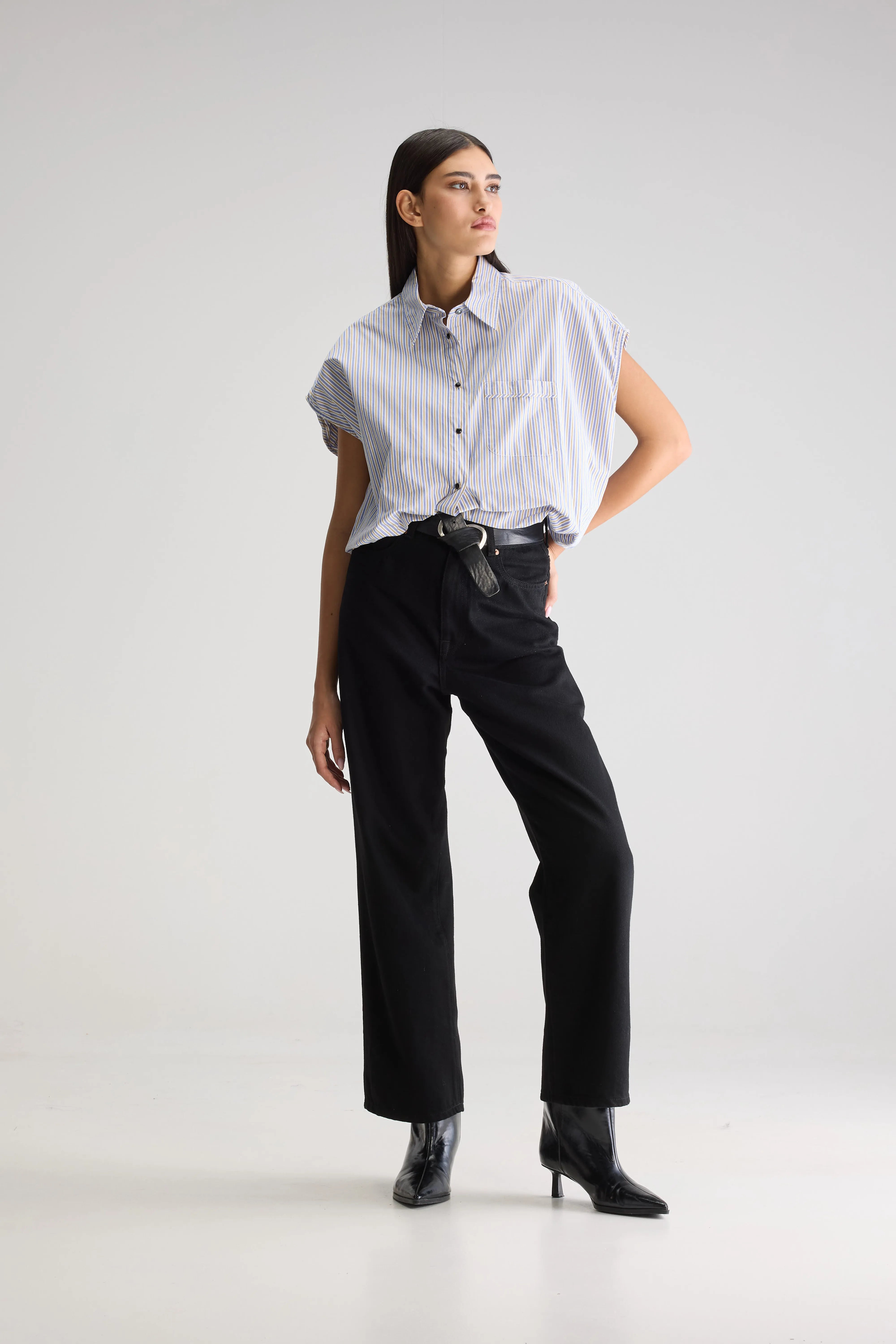 Chemise Cropped Greg - Antique gold / Iris bloom Pour Femme | Bellerose