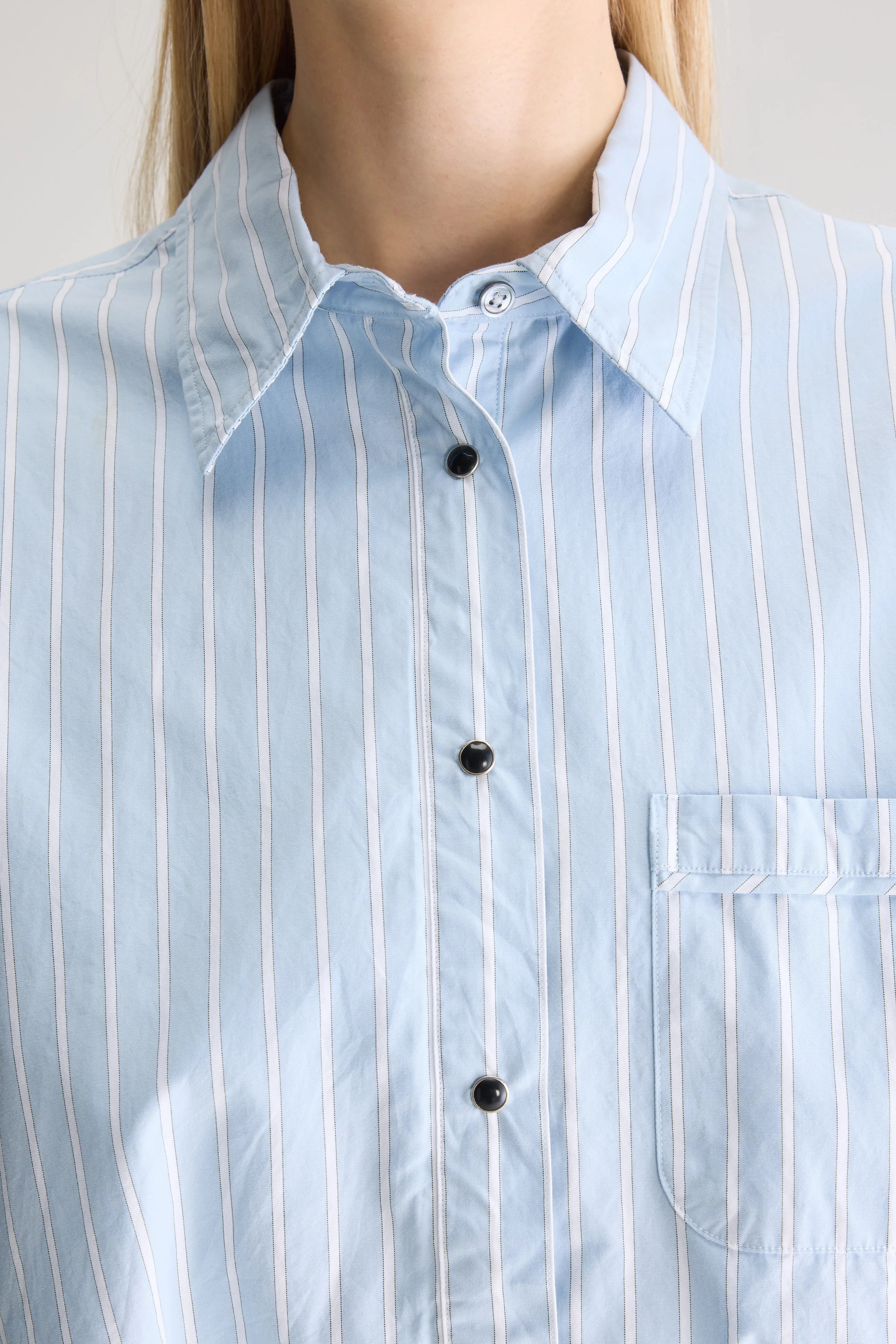 Chemise Cropped Greg - Blue shirt / Off white Pour Femme | Bellerose
