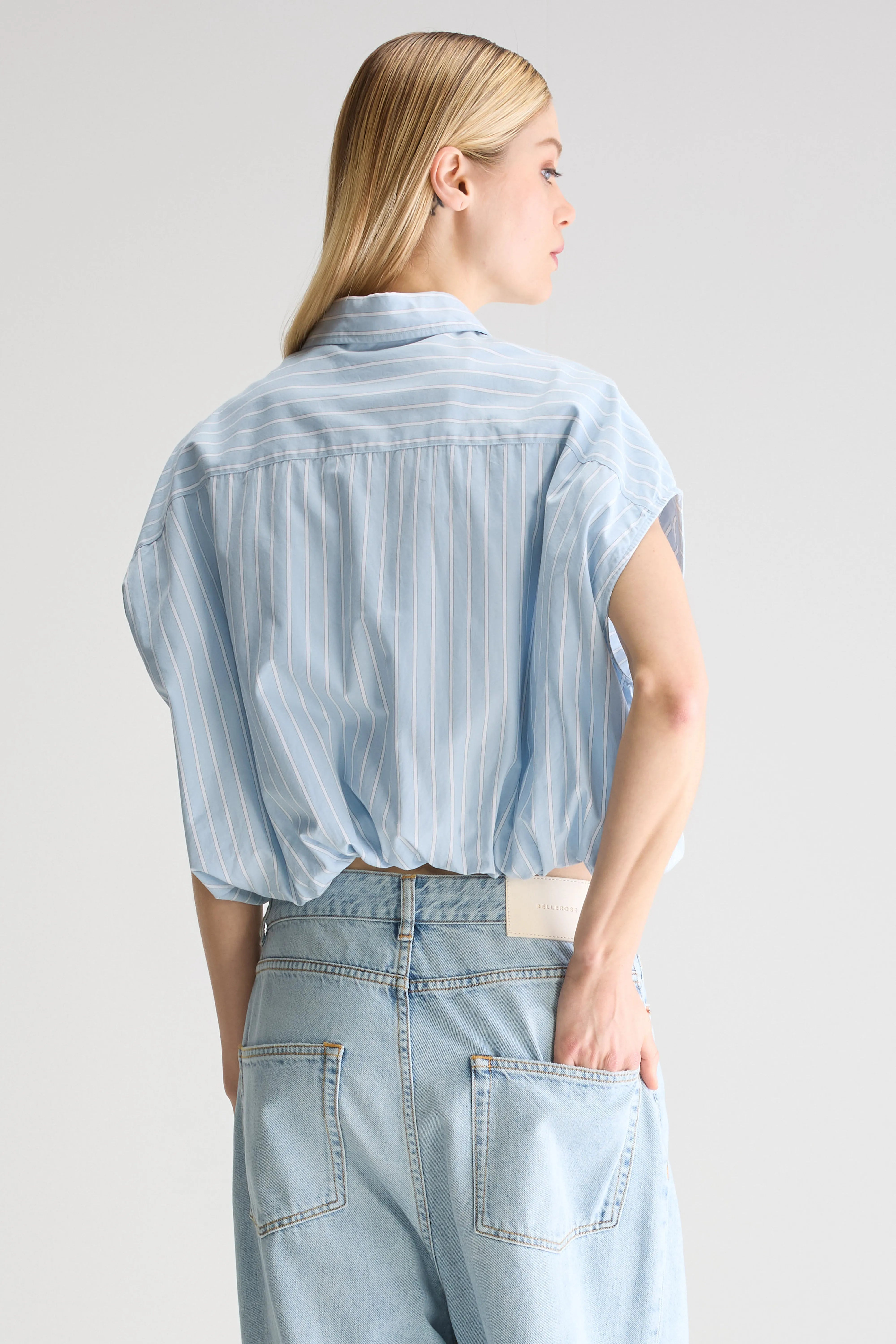 Chemise Cropped Greg - Blue shirt / Off white Pour Femme | Bellerose