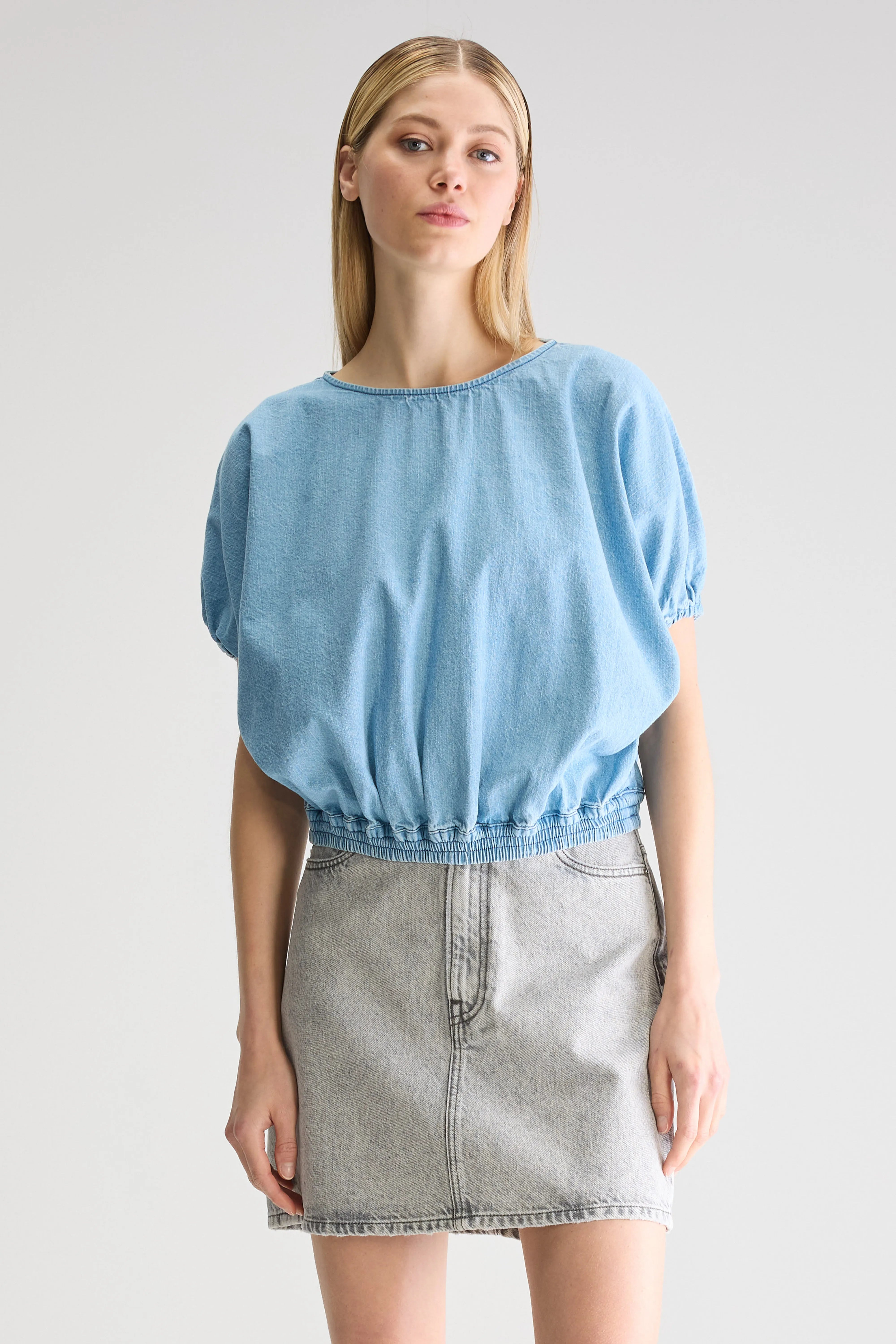 Wilma denim blouse (251 / W / LT BLUE BLEACH)