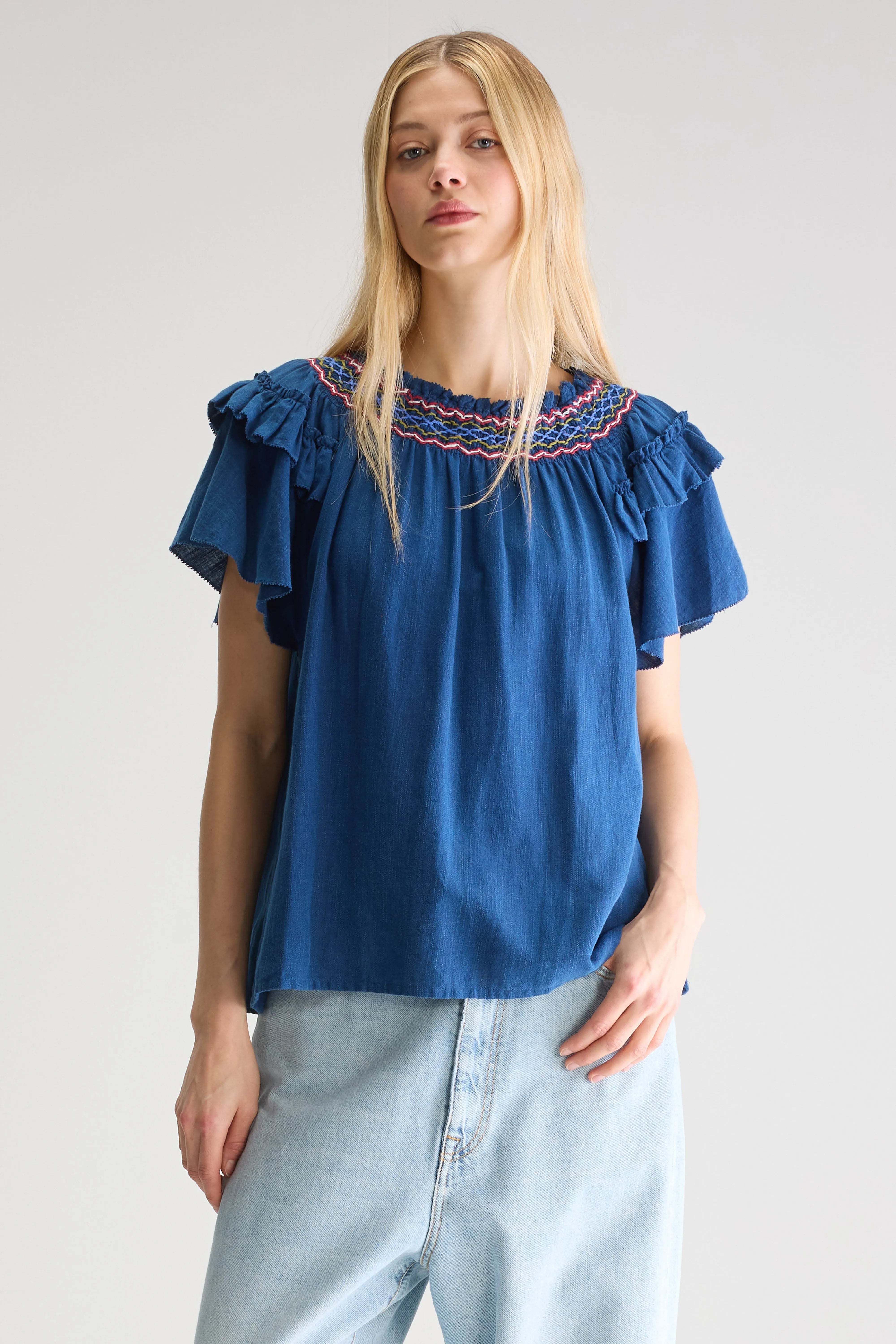 Cathy klassieke blouse (251 / W / INDIGO)