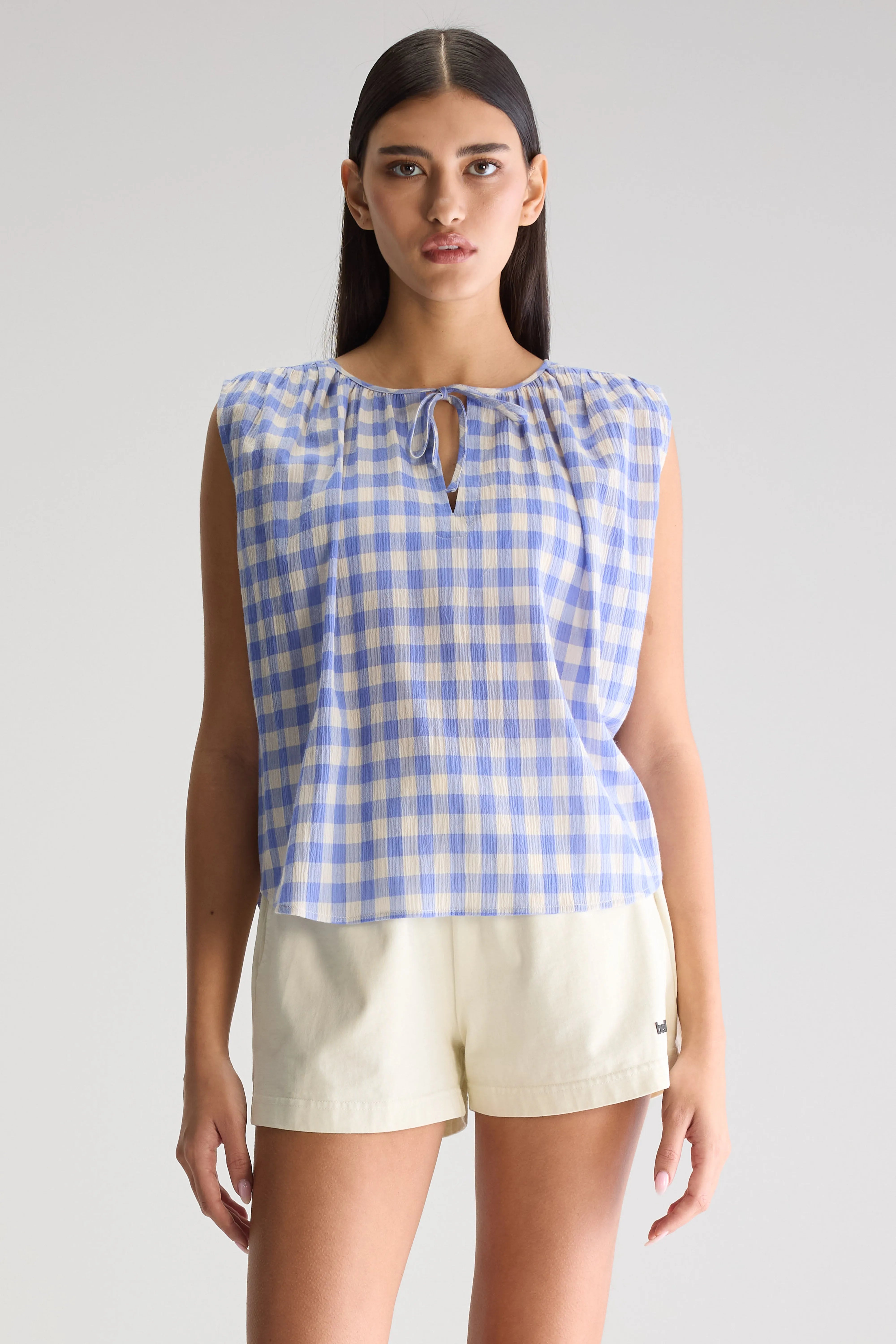 Halison Sleeveless Blouse - Iris bloom / Seafoam For Women | Bellerose