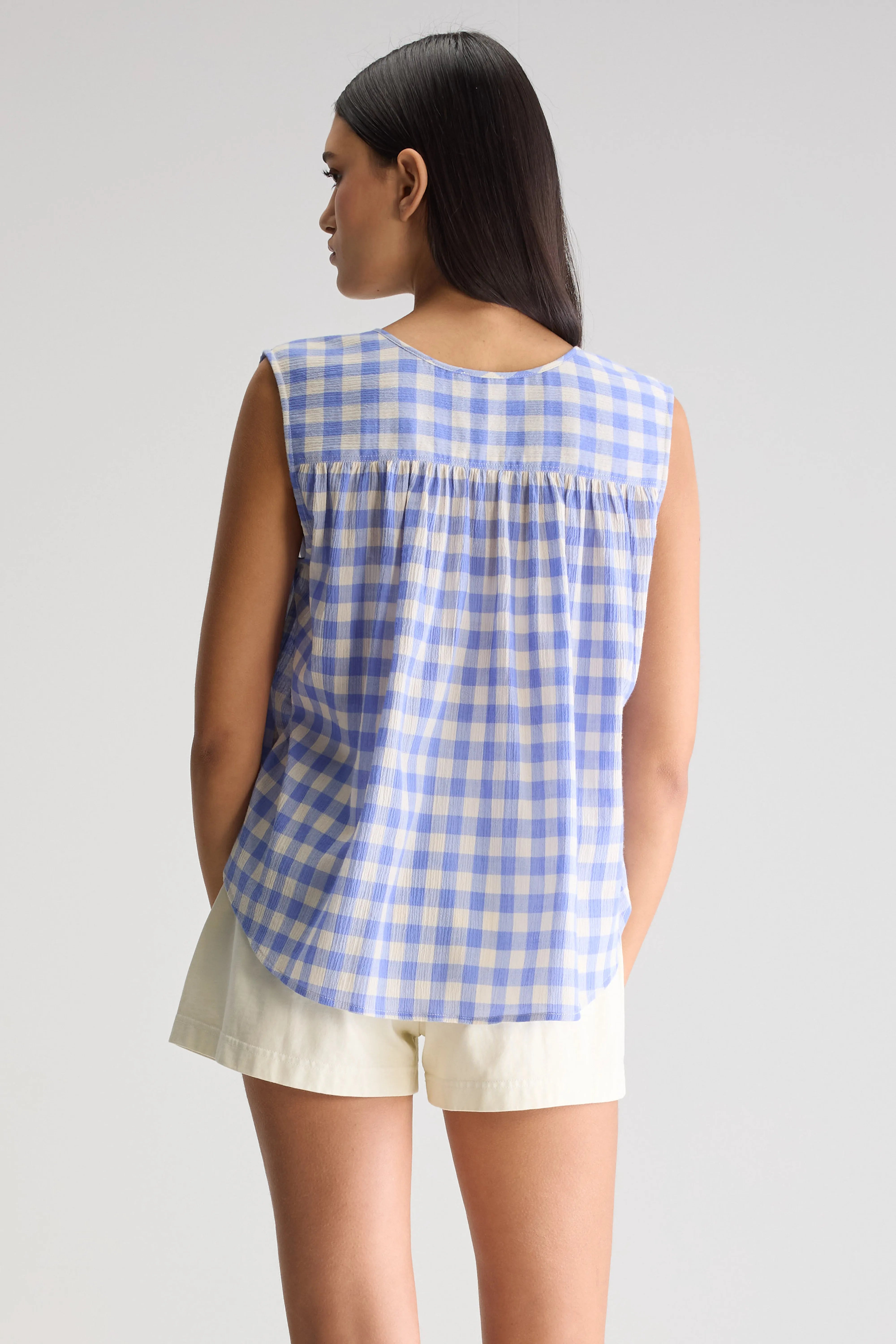 Halison Sleeveless Blouse - Iris bloom / Seafoam For Women | Bellerose