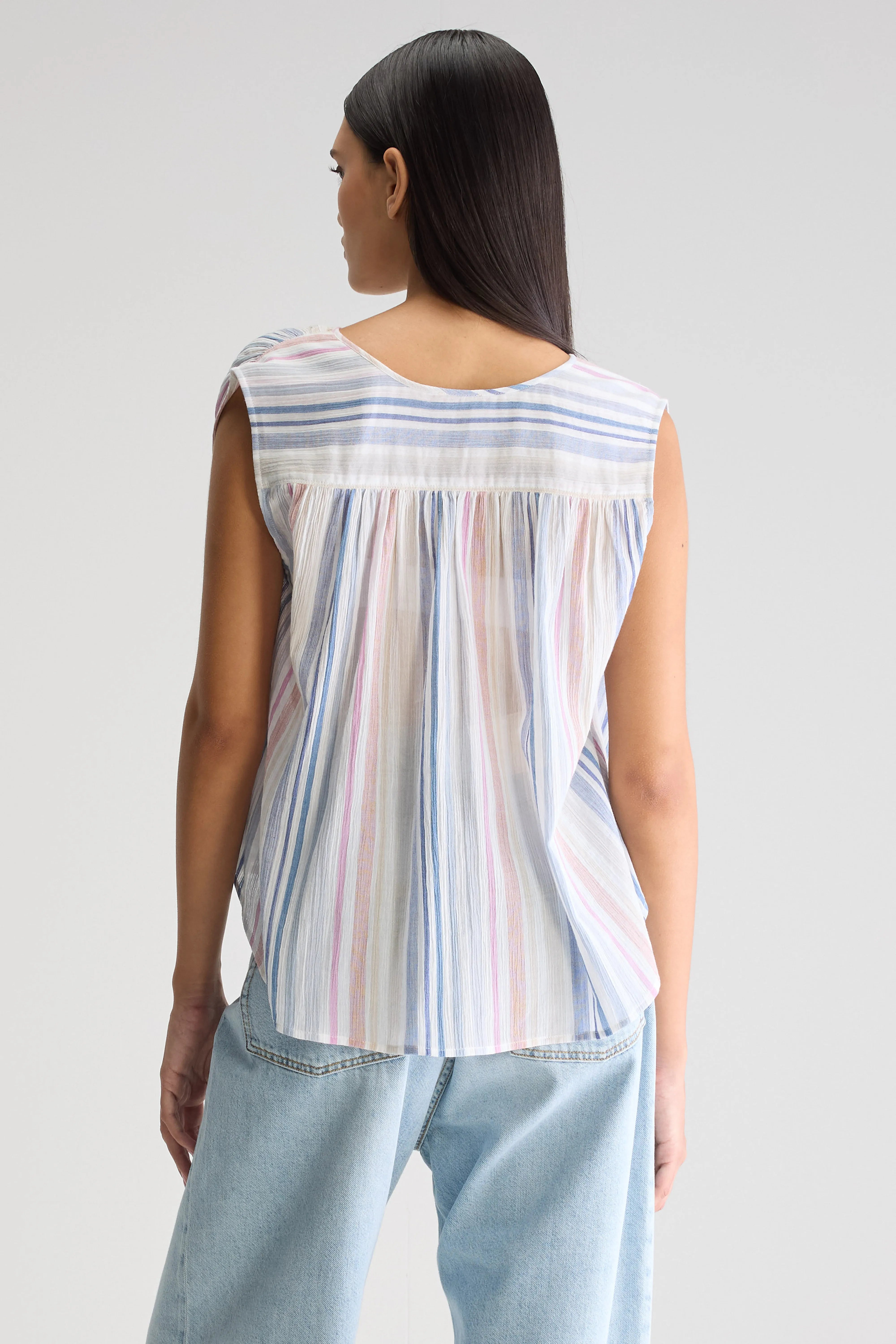 Halison Sleeveless Blouse - Multicolor / White For Women | Bellerose