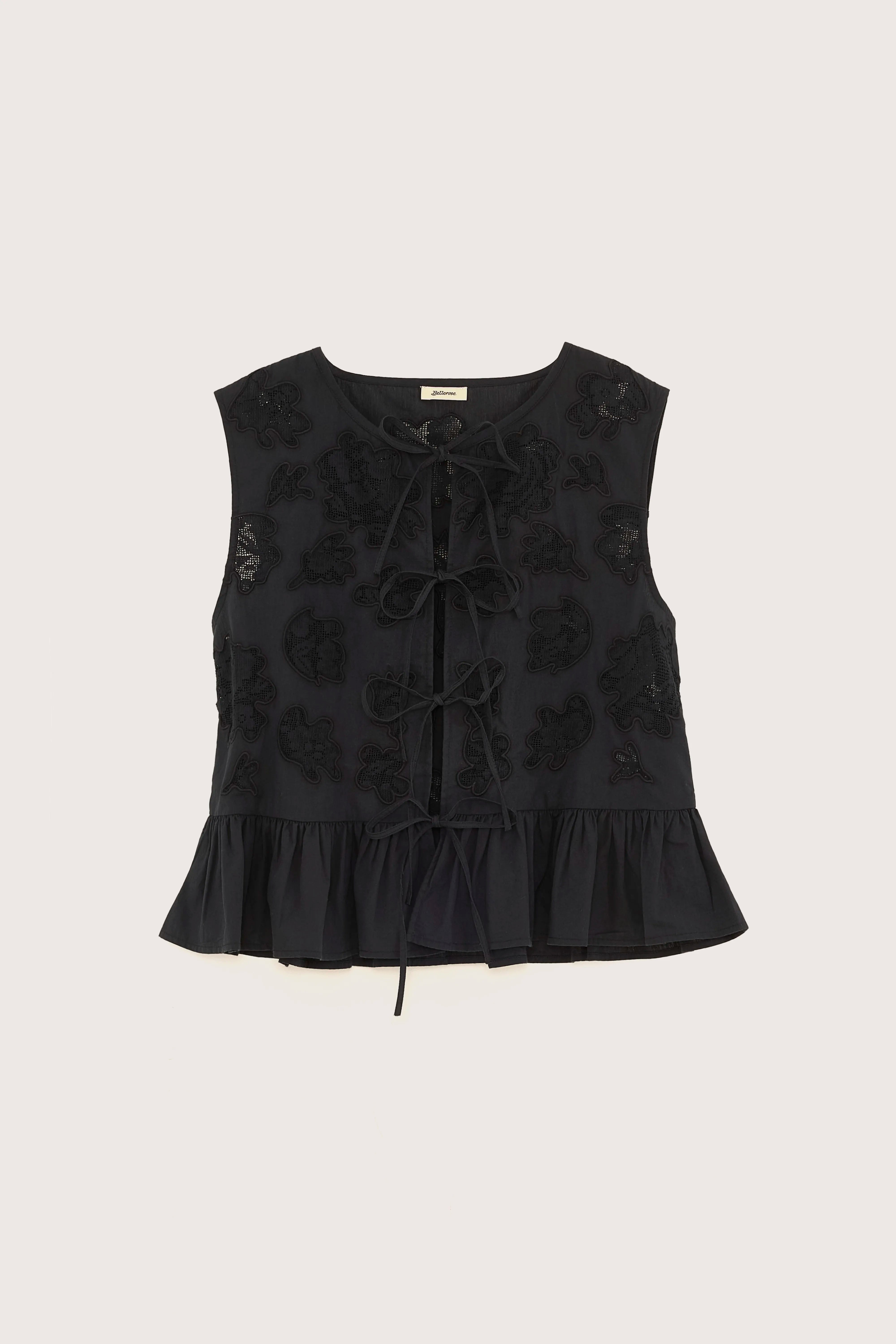 Dotty geborduurde blouse (251 / W / BLACK BEAUTY)