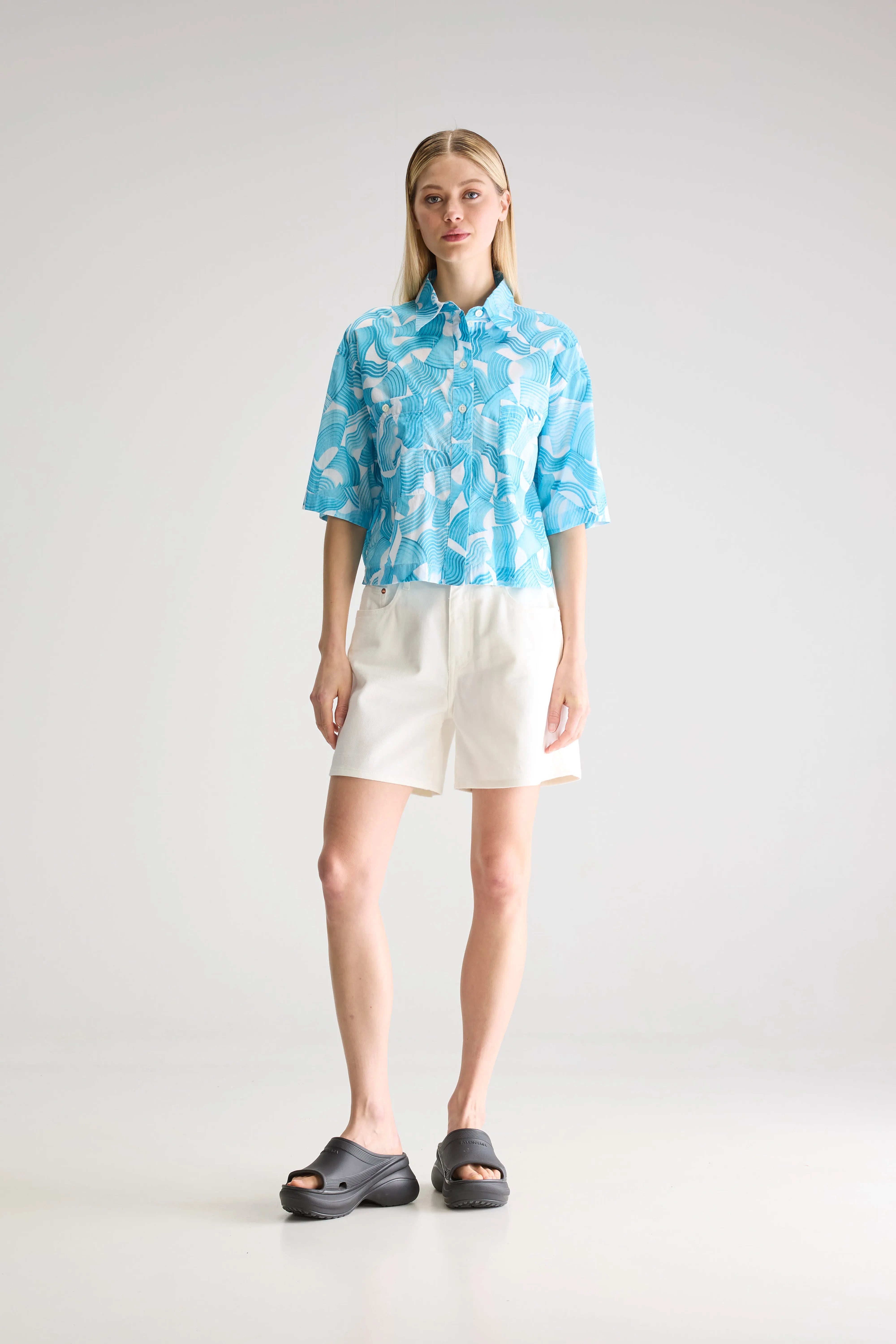 Franky Short-sleeve Shirt - Stone blue / White For Women | Bellerose