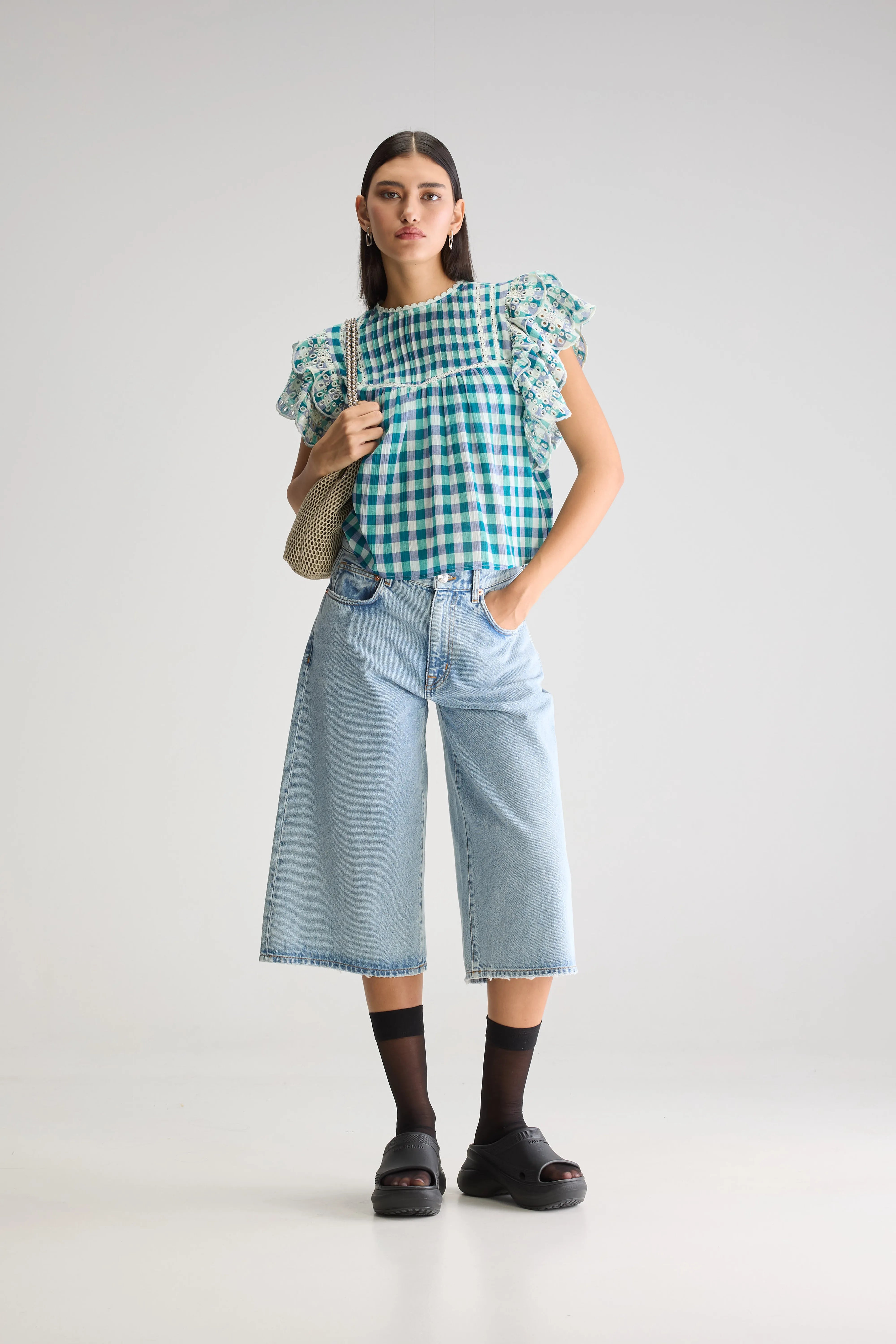 Hudalla embroidered blouse (251 / W / CHECK A)