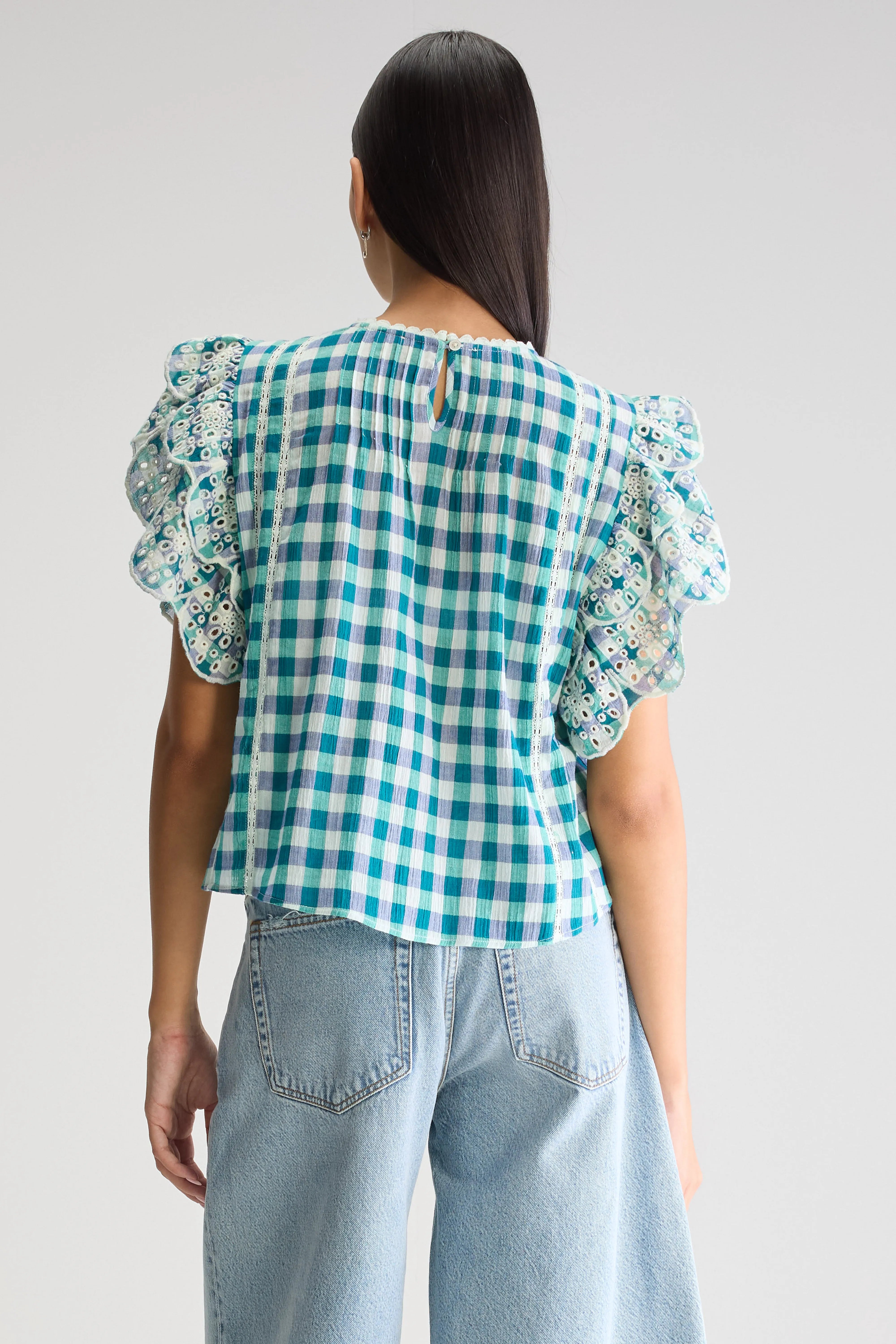 Hudalla embroidered blouse (251 / W / CHECK A)