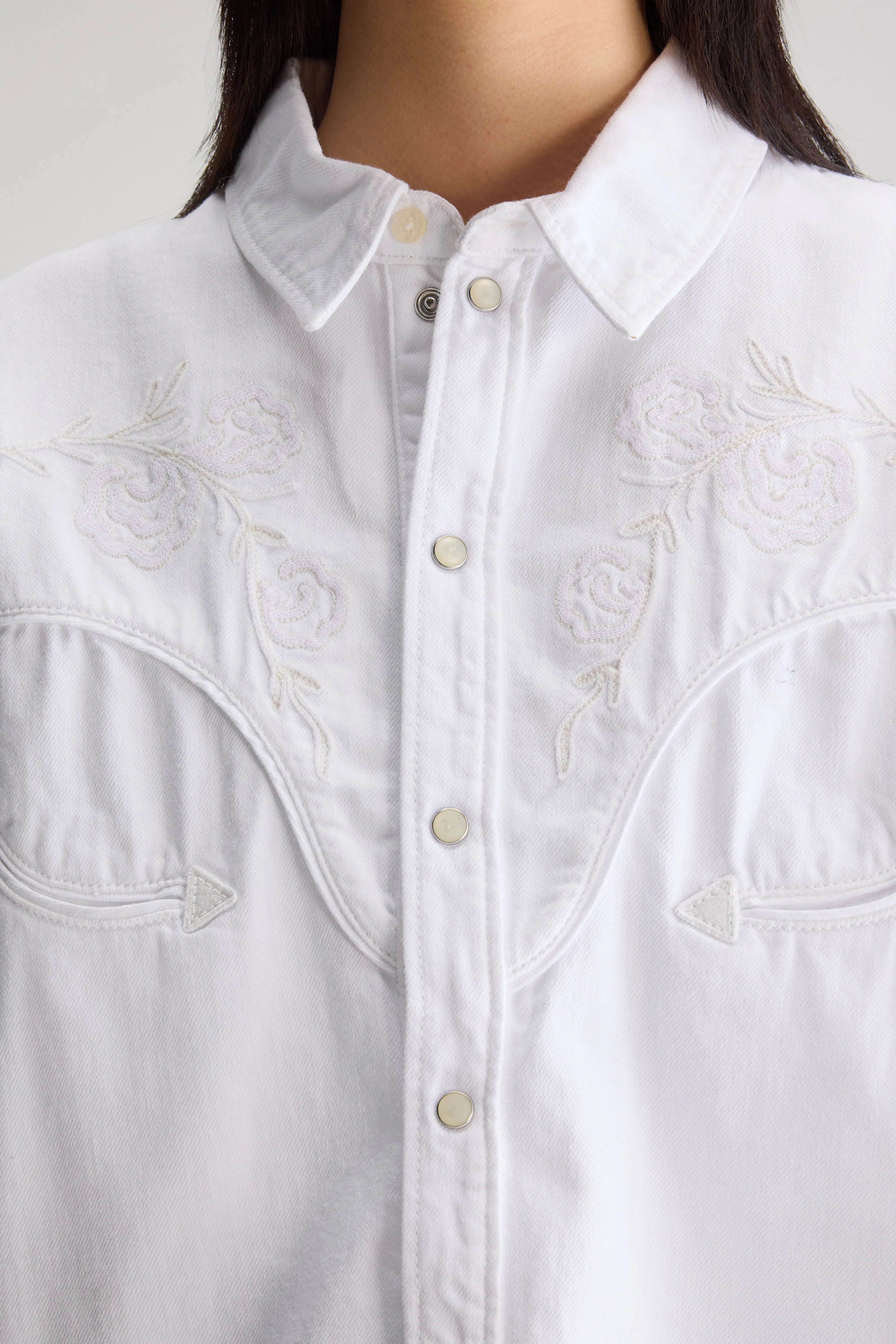 Chemise Courte En Denim Polaris - White Pour Femme | Bellerose