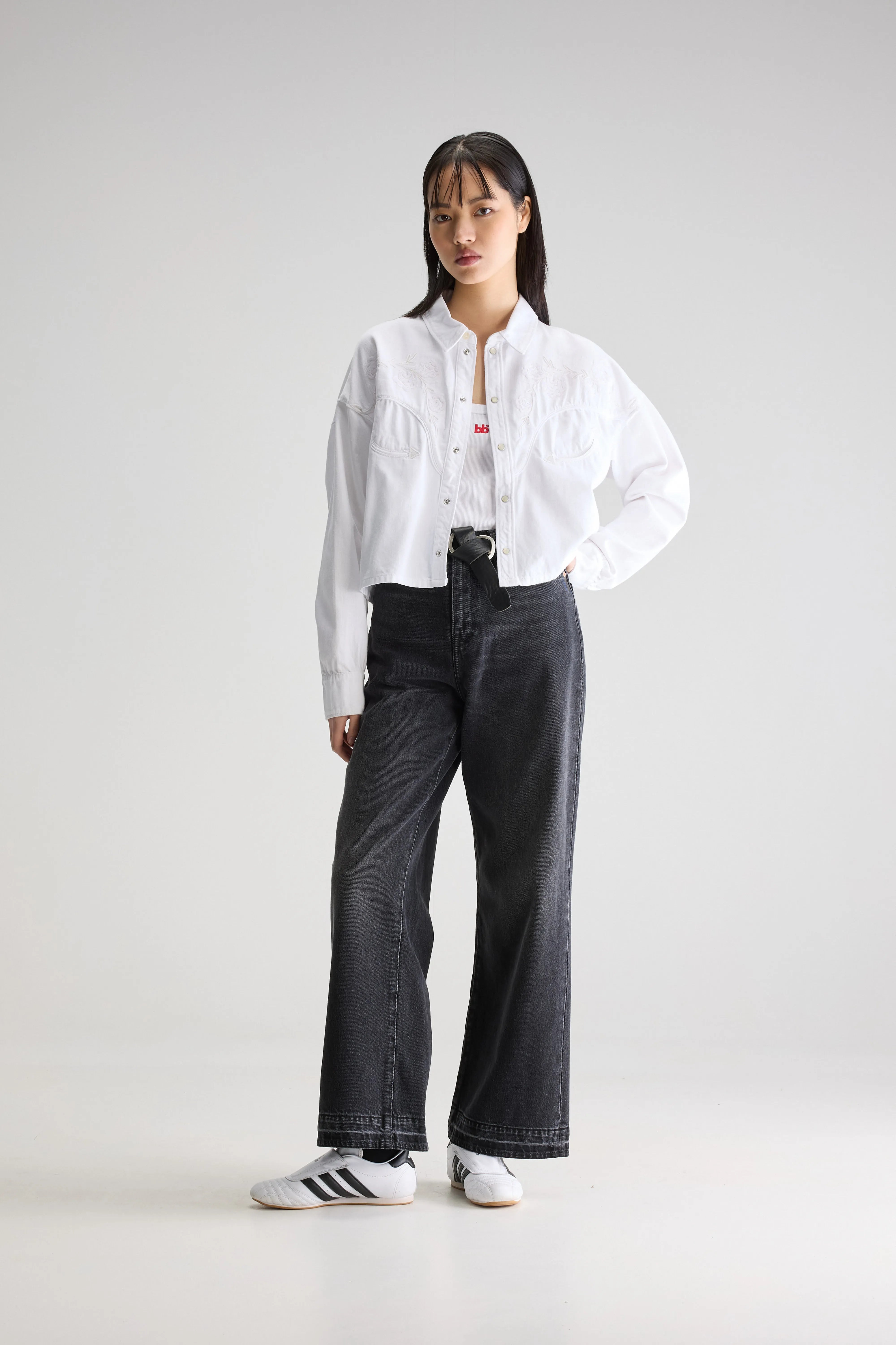 Polaris Cropped Denim Shirt - White For Women | Bellerose