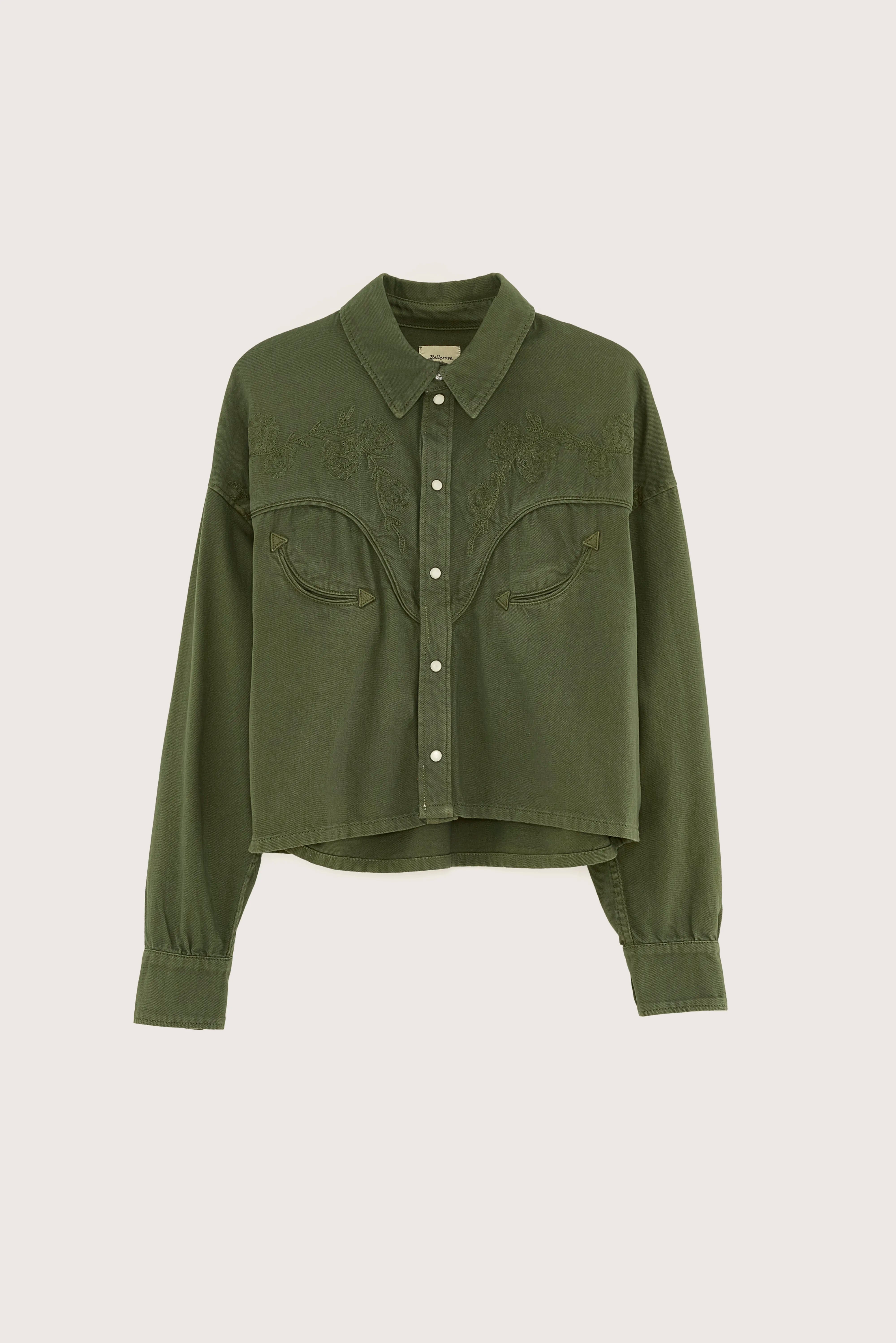 Polaris cropped denim shirt (251 / W / DUSTY OLIVE)